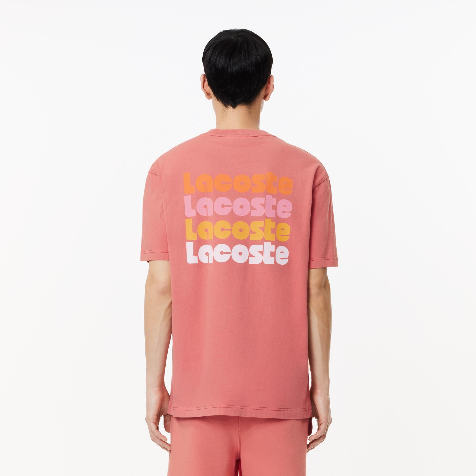 Erkek Classic Fit Bisiklet Yaka Baskılı Pembe T-Shirt