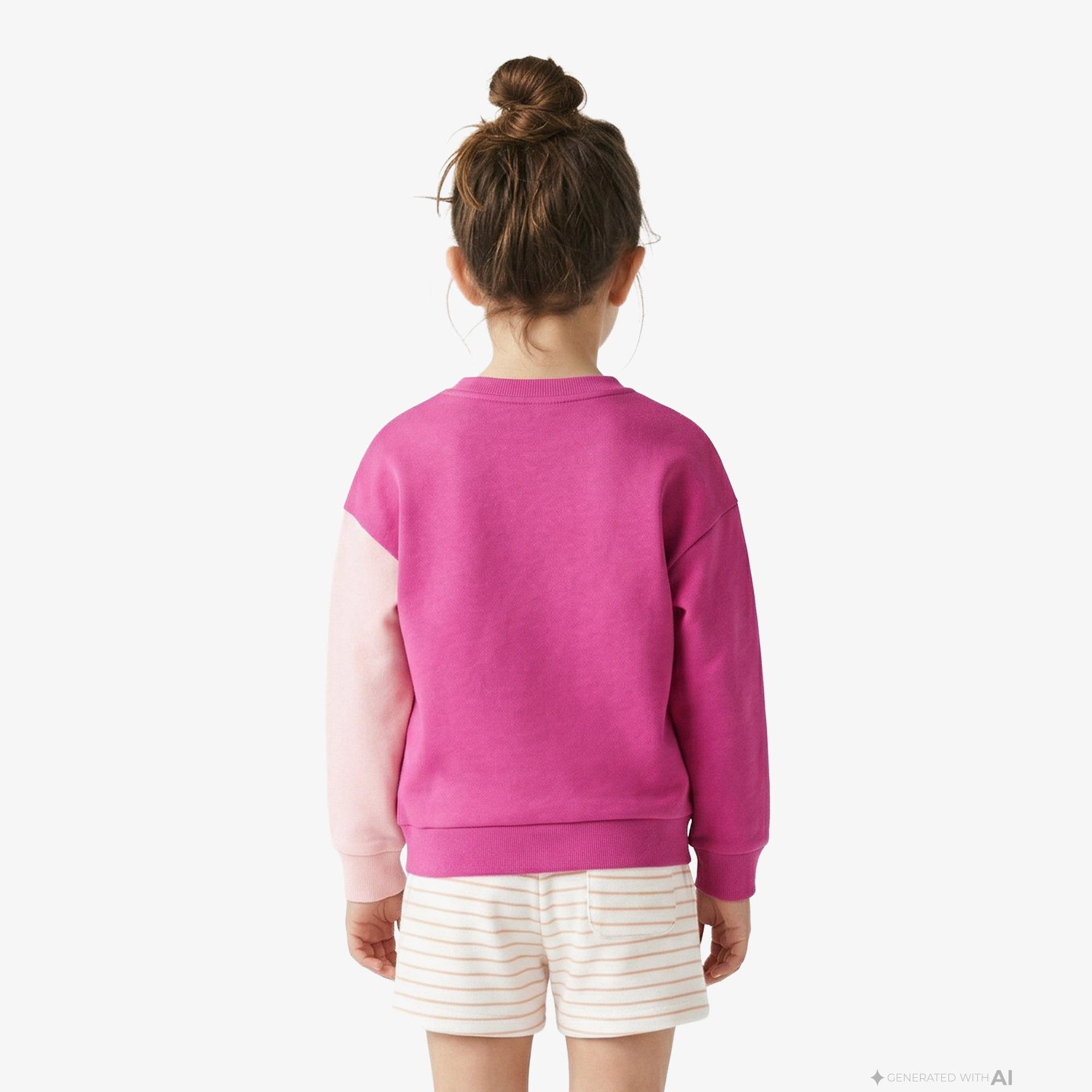 Lacoste Çocuk Bisiklet Yaka Renk Bloklu Pembe Sweatshirt