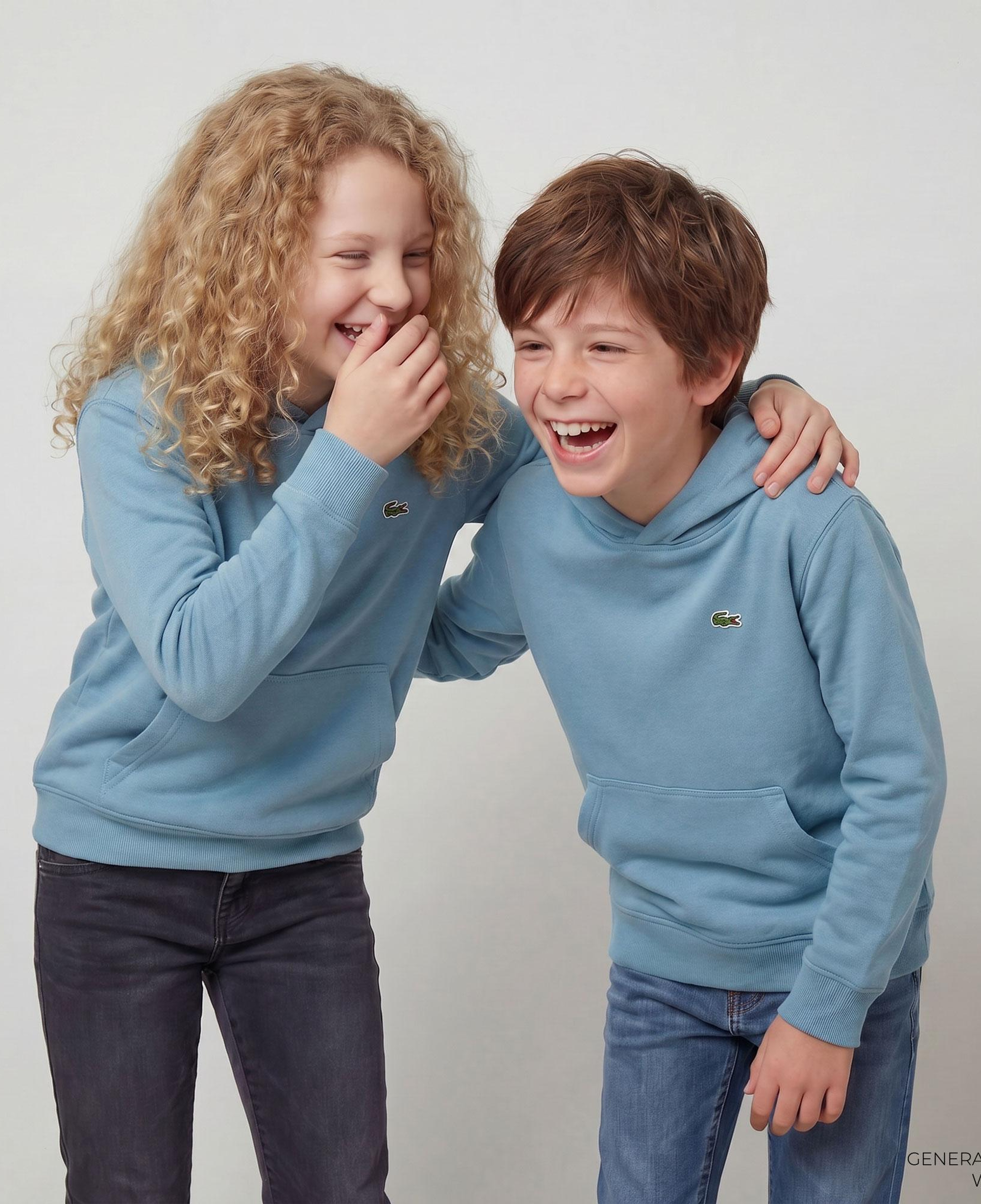 Lacoste Çocuk Kapüşonlu Baskılı Mavi Sweatshirt