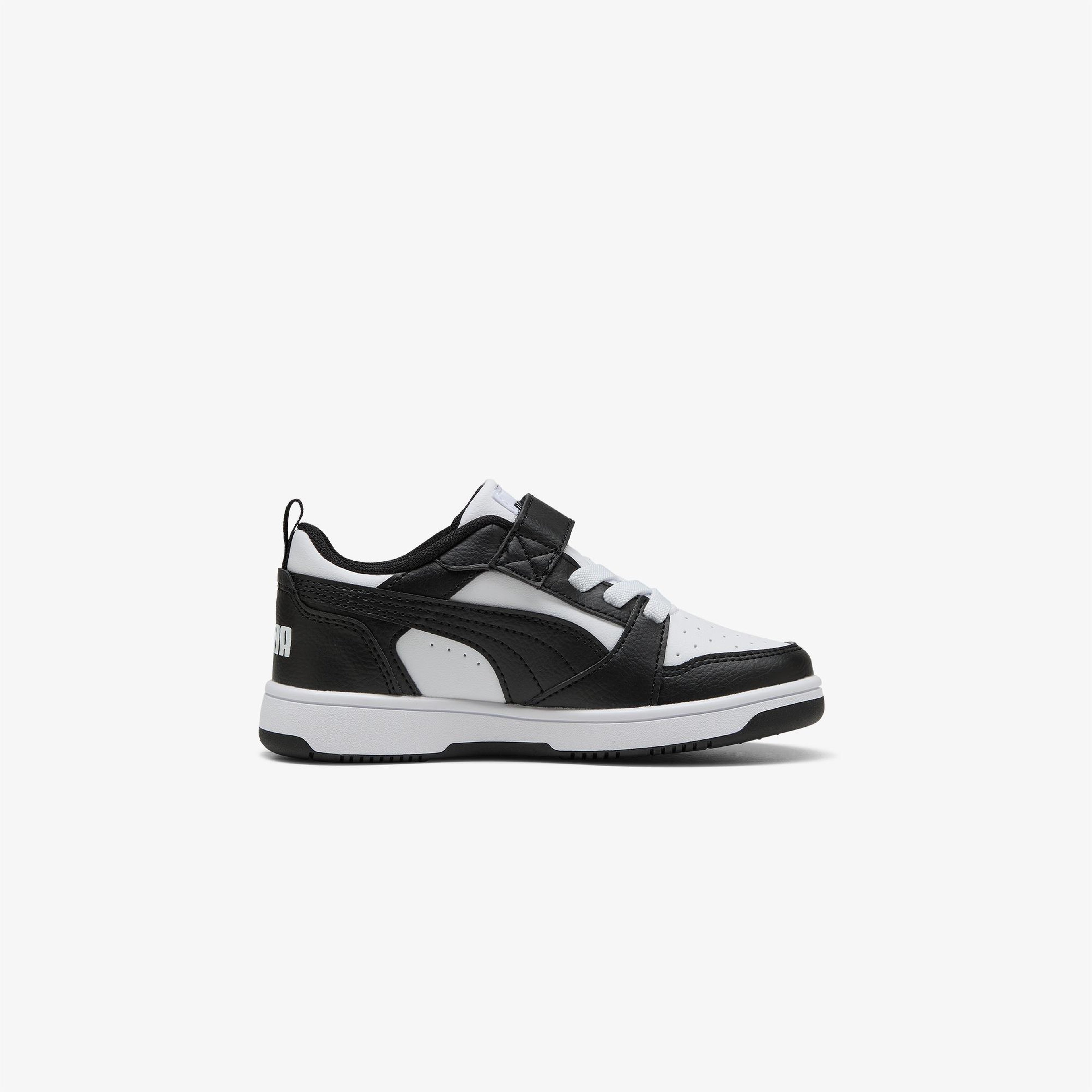 Puma Rebound V6 Low Çocuk Siyah Beyaz Spor Ayakkabı