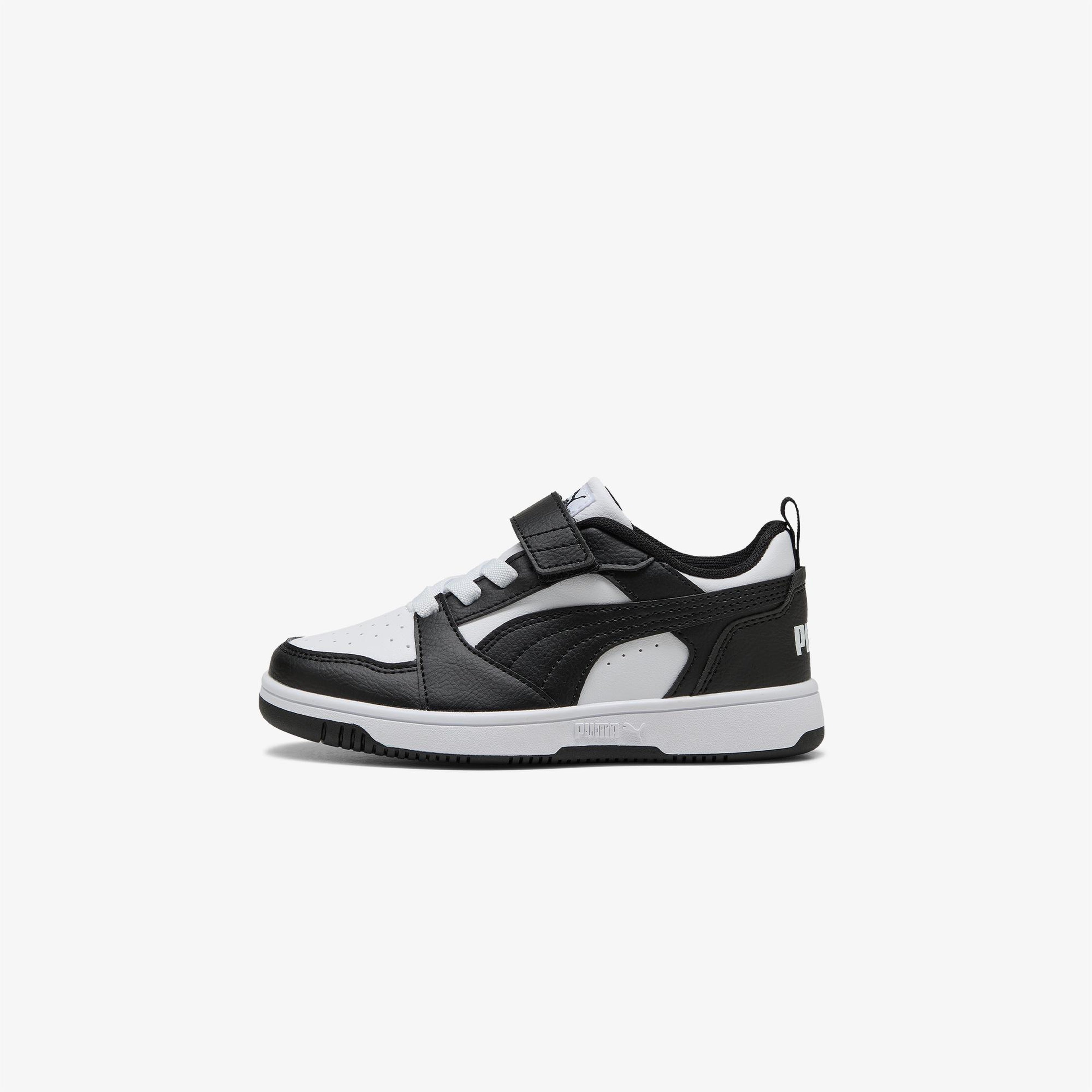 Puma Rebound V6 Low Çocuk Siyah Beyaz Spor Ayakkabı