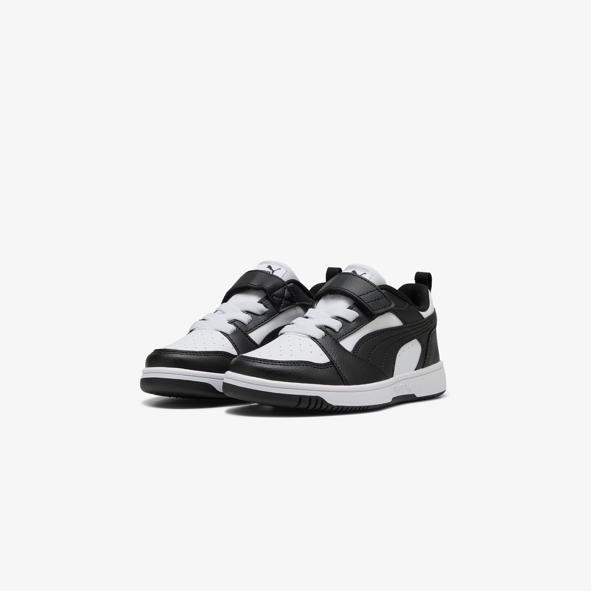 Puma Rebound V6 Low Çocuk Siyah Beyaz Spor Ayakkabı