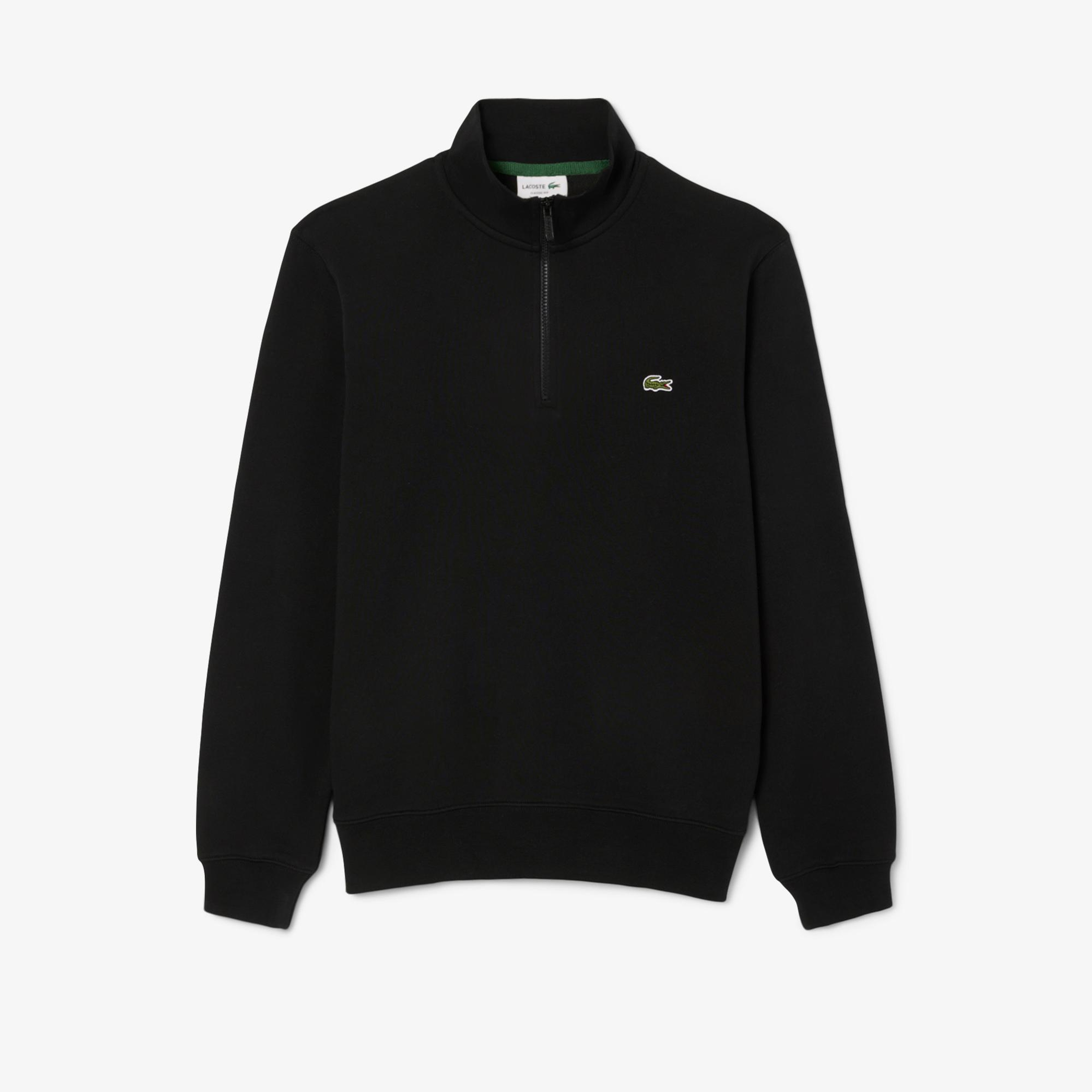 Lacoste Erkek Classic Fit Yarım Fermuarlı Siyah Sweatshirt
