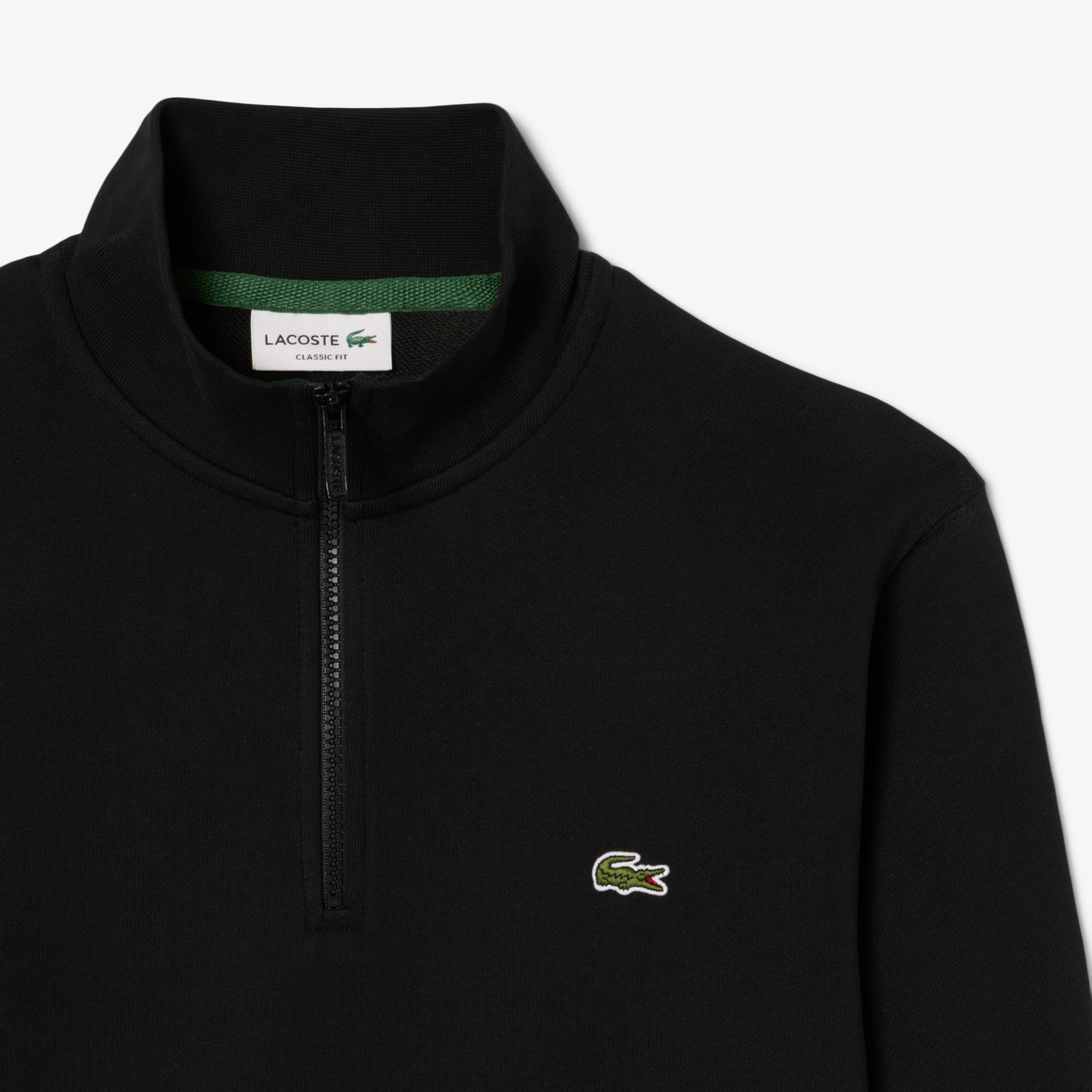 Lacoste Erkek Classic Fit Yarım Fermuarlı Siyah Sweatshirt