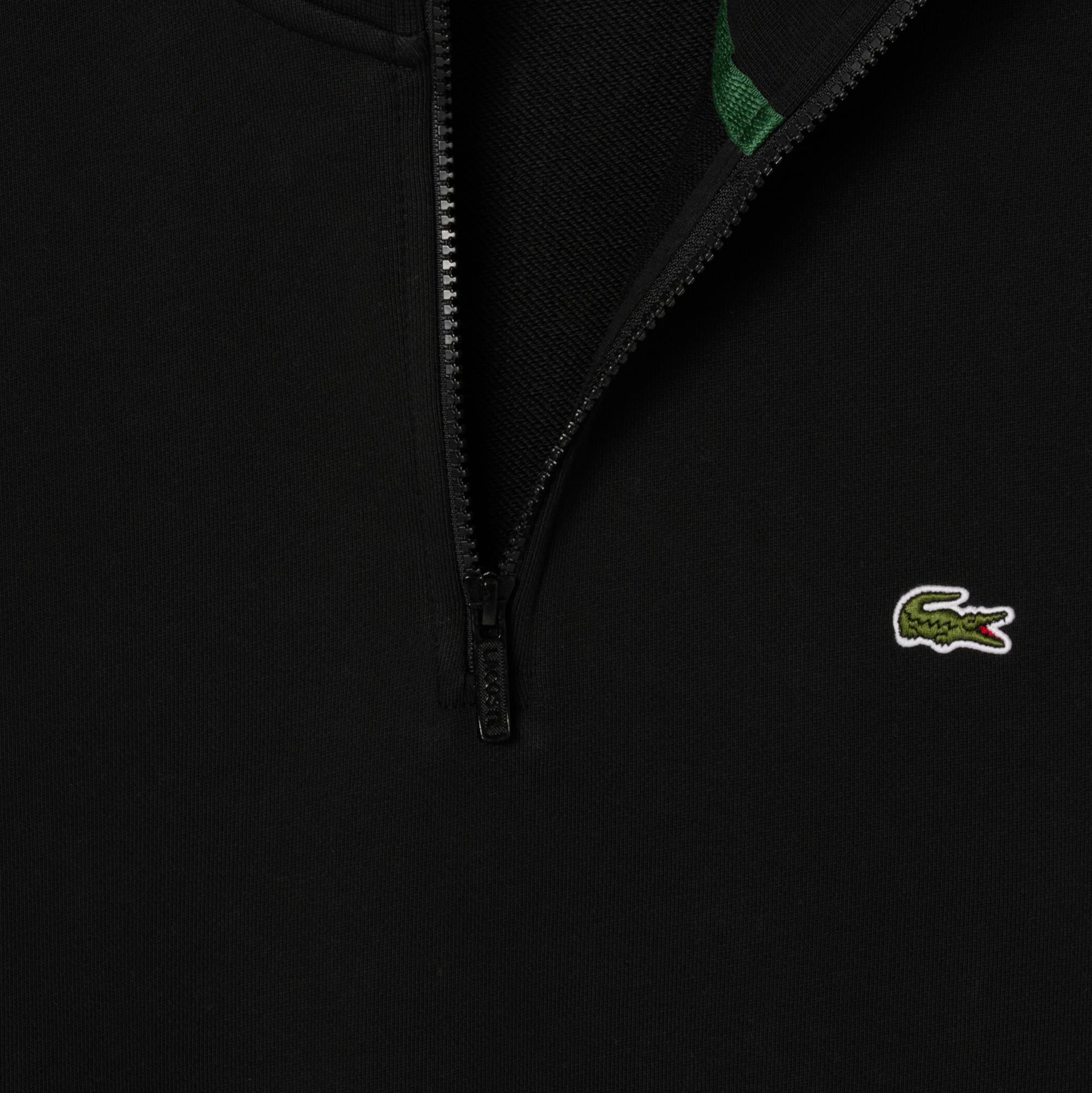 Lacoste Erkek Classic Fit Yarım Fermuarlı Siyah Sweatshirt