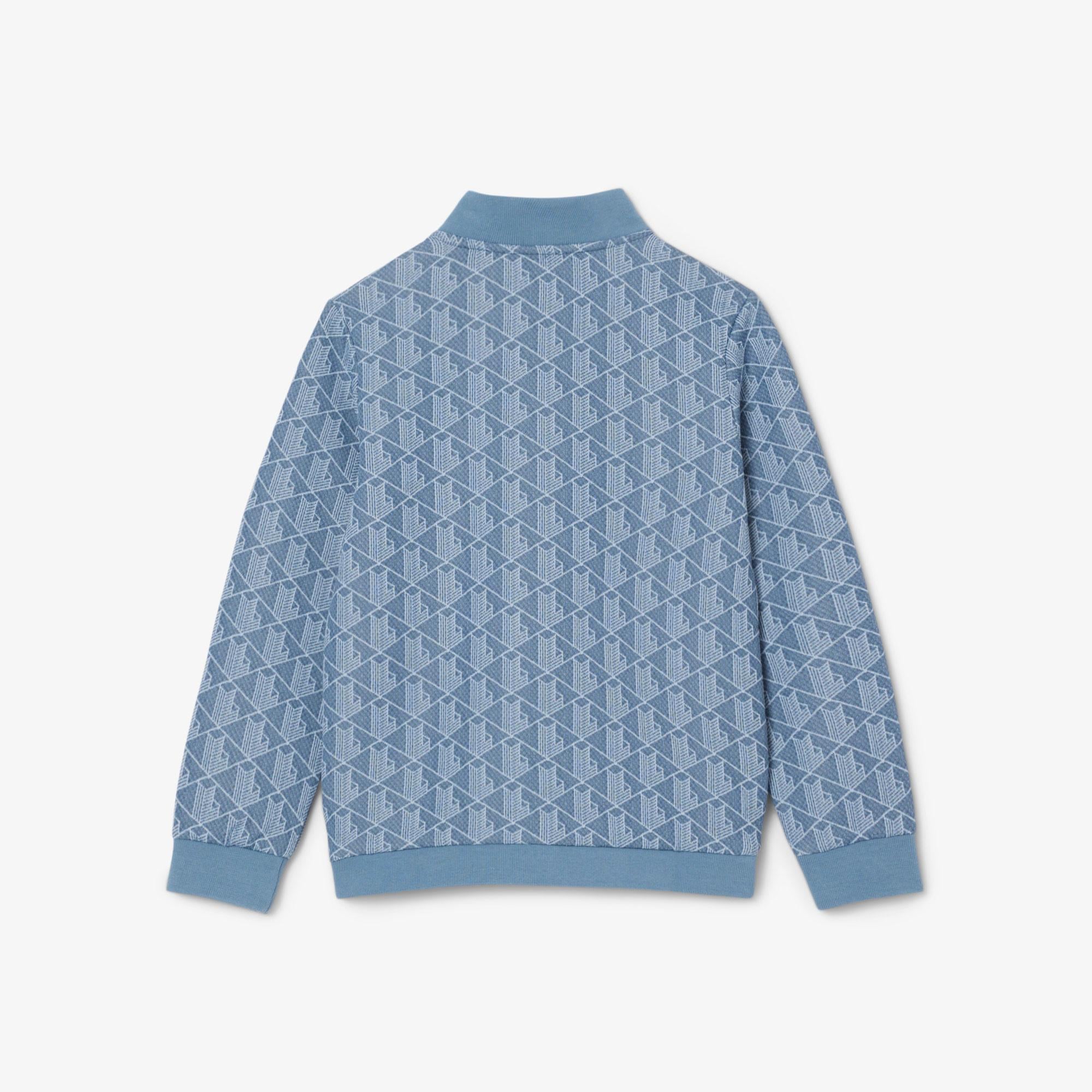 Lacoste Çocuk Fermuarlı Monogram Mavi Sweatshirt