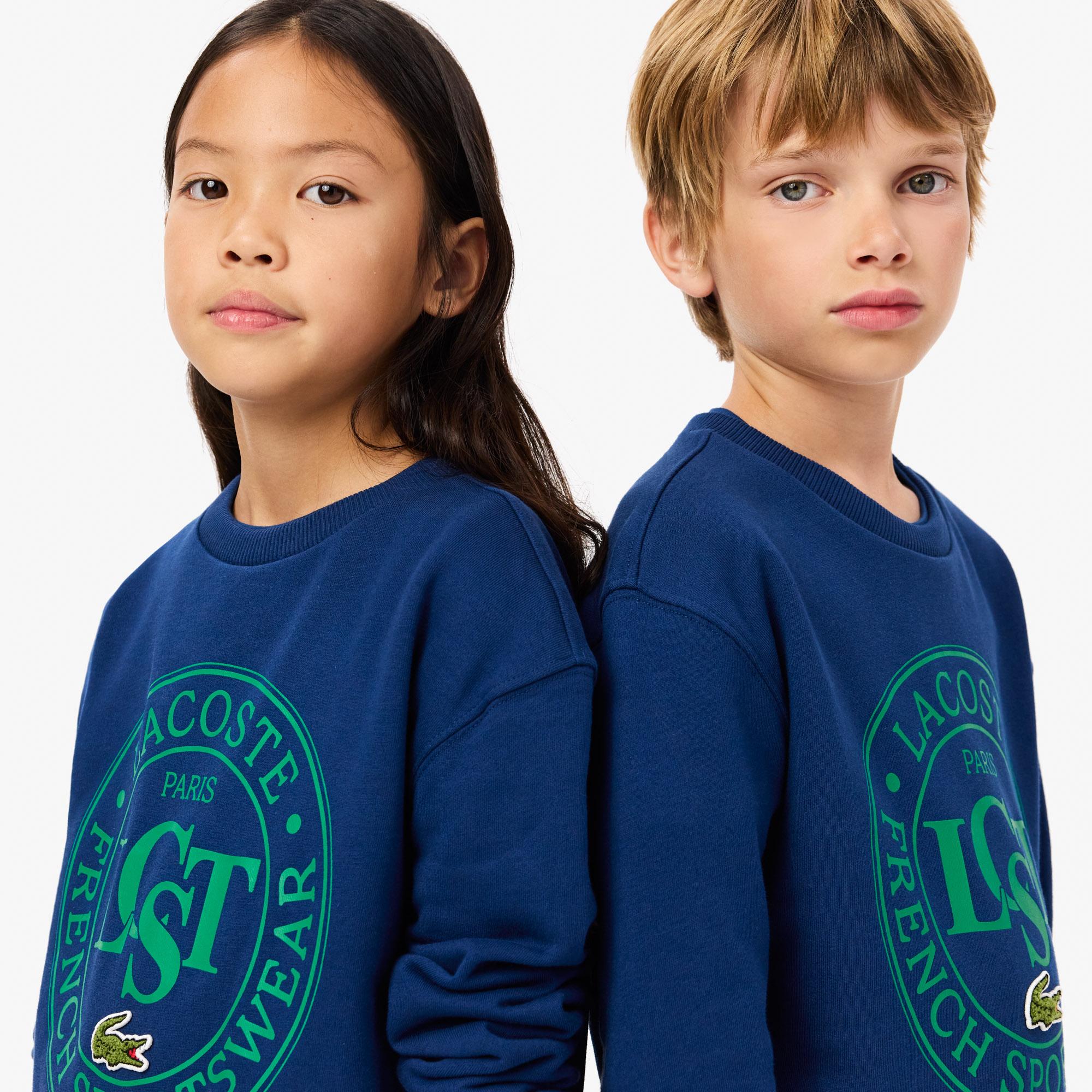Lacoste Çocuk Bisiket Yaka Baskılı Lacivert Sweatshirt