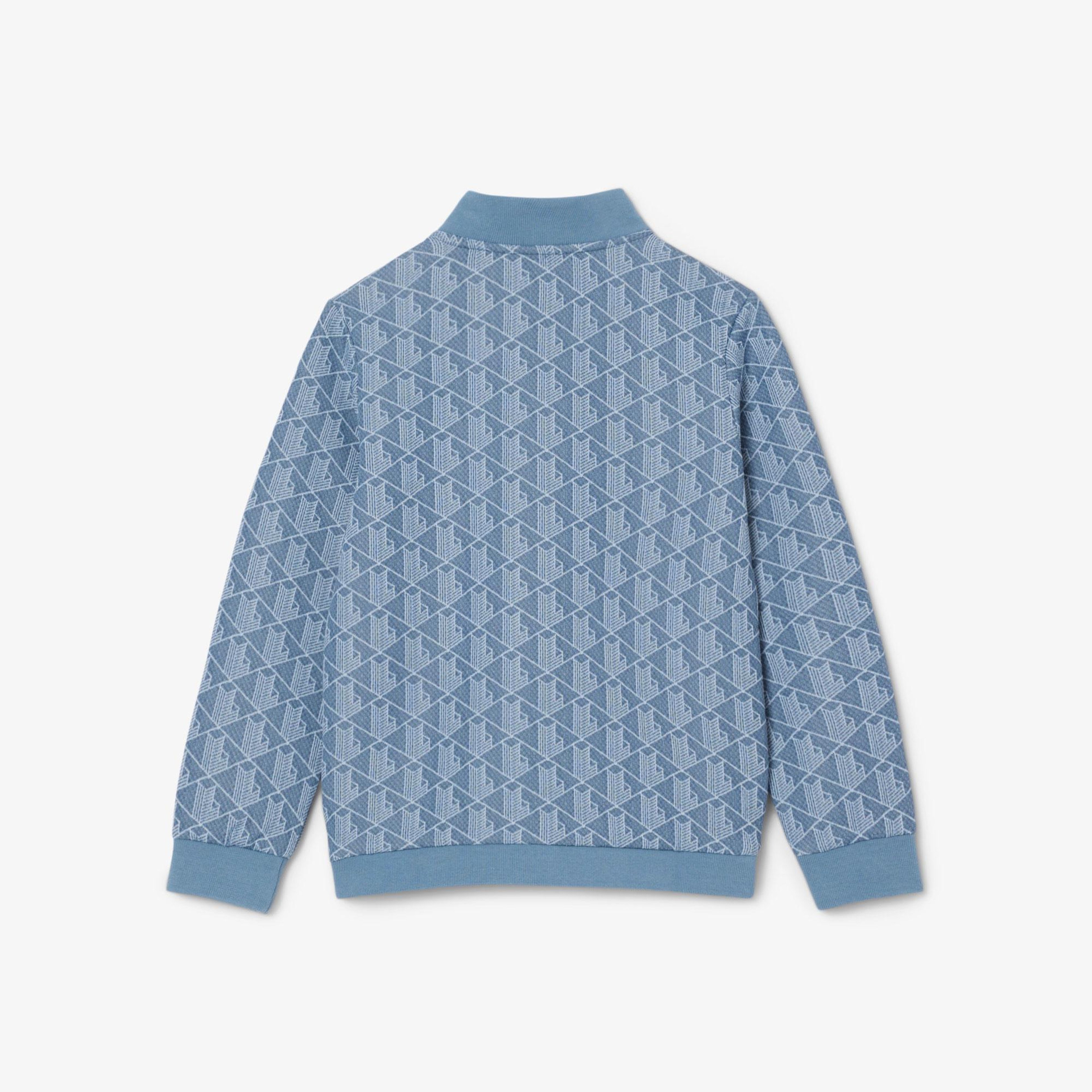 Lacoste Çocuk Fermuarlı Monogram Mavi Sweatshirt