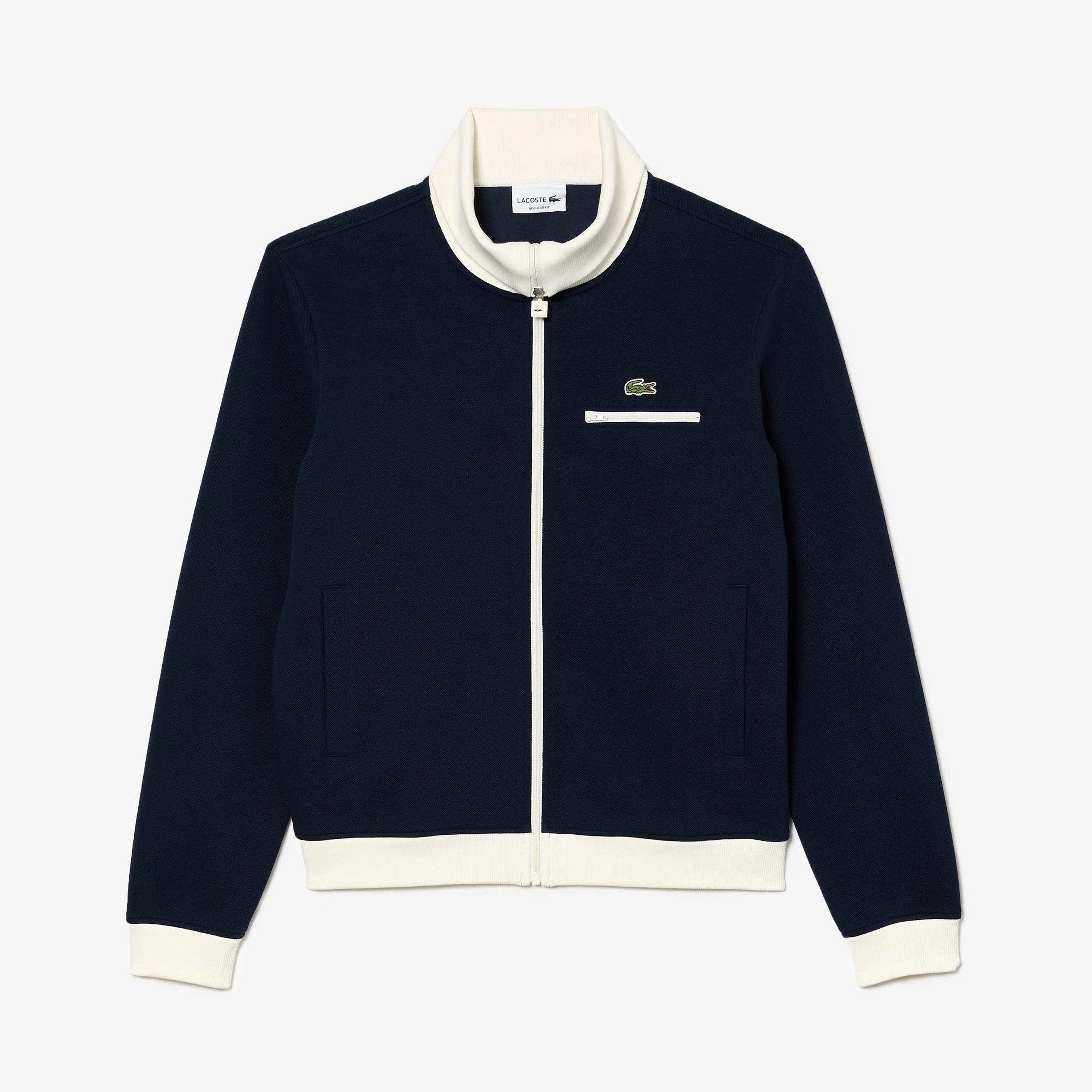 Erkek Regular Fit Fermuarlı Renk Bloklu Lacivert Sweatshirt