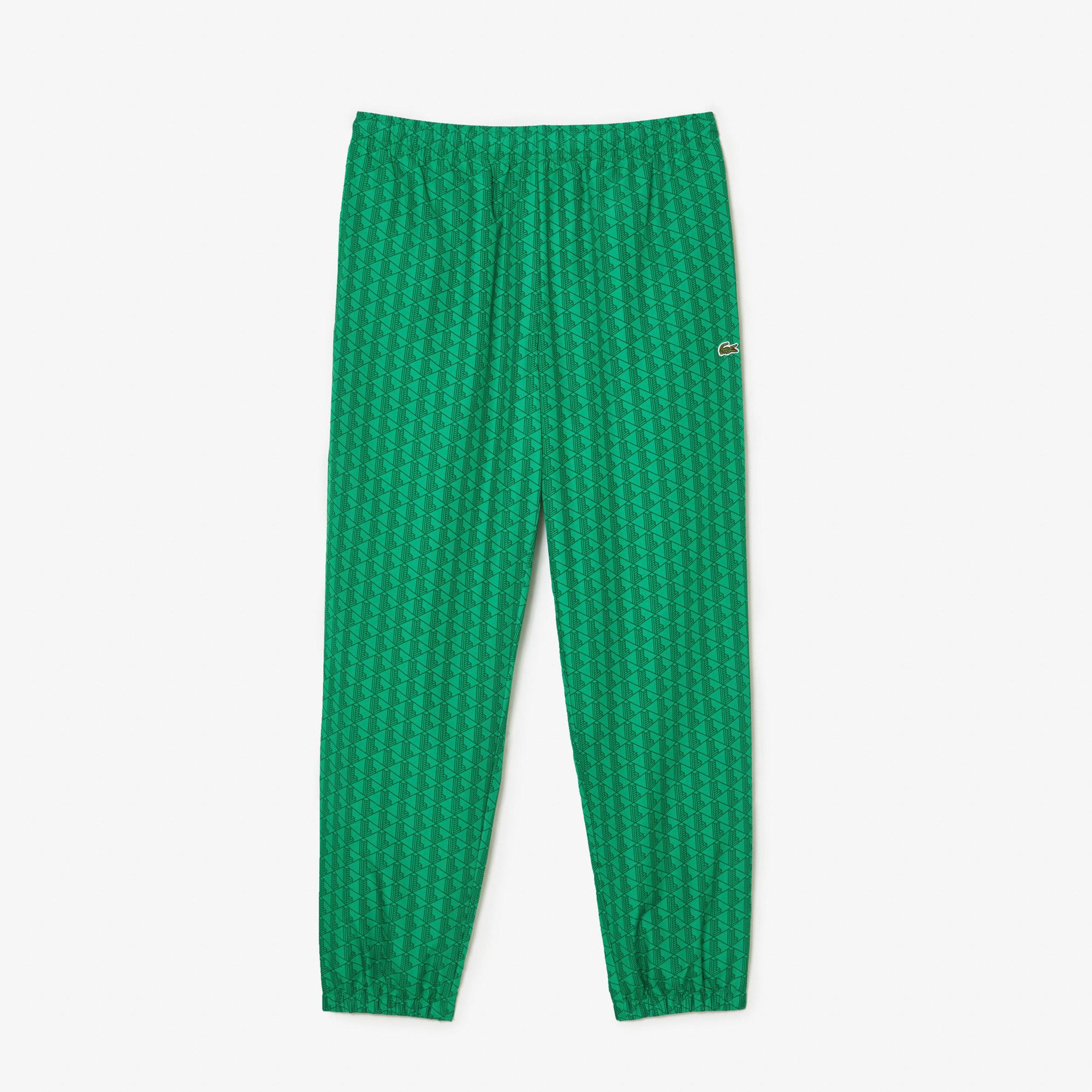 Erkek Regular Fit Monogram Yeşil Eşofman Altı