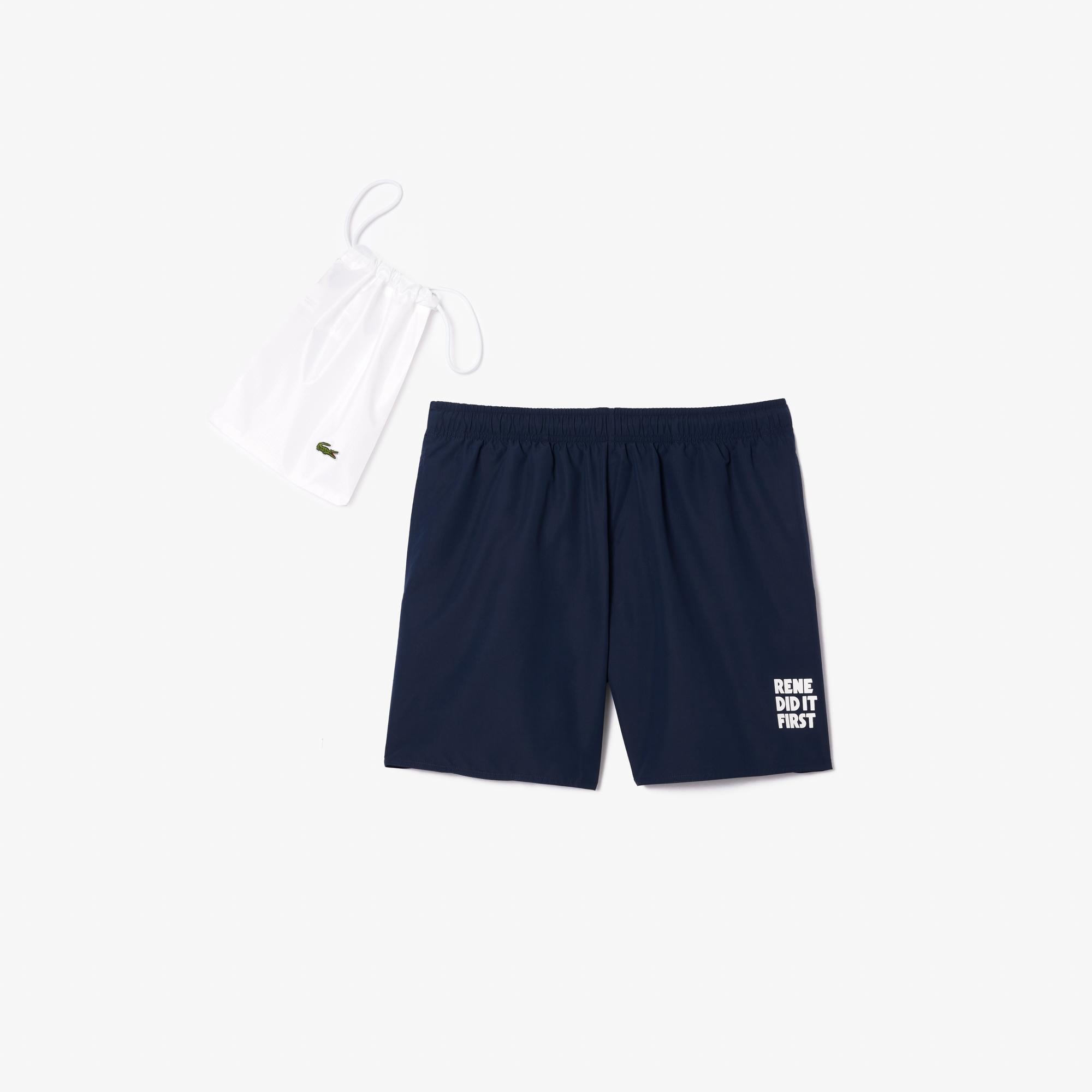 Lacoste Erkek Baskılı Lacivert Deniz Şortu