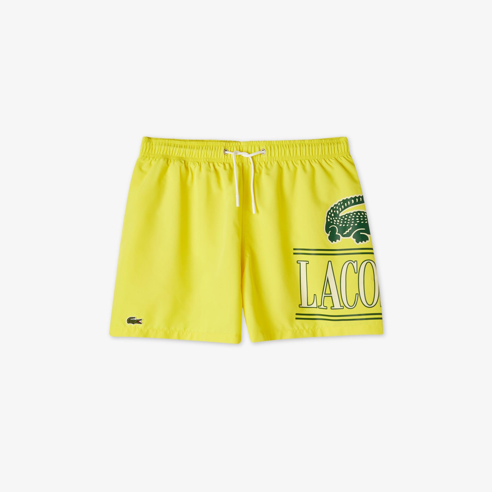 Lacoste Baskılı Erkek Sarı Deniz Şortu