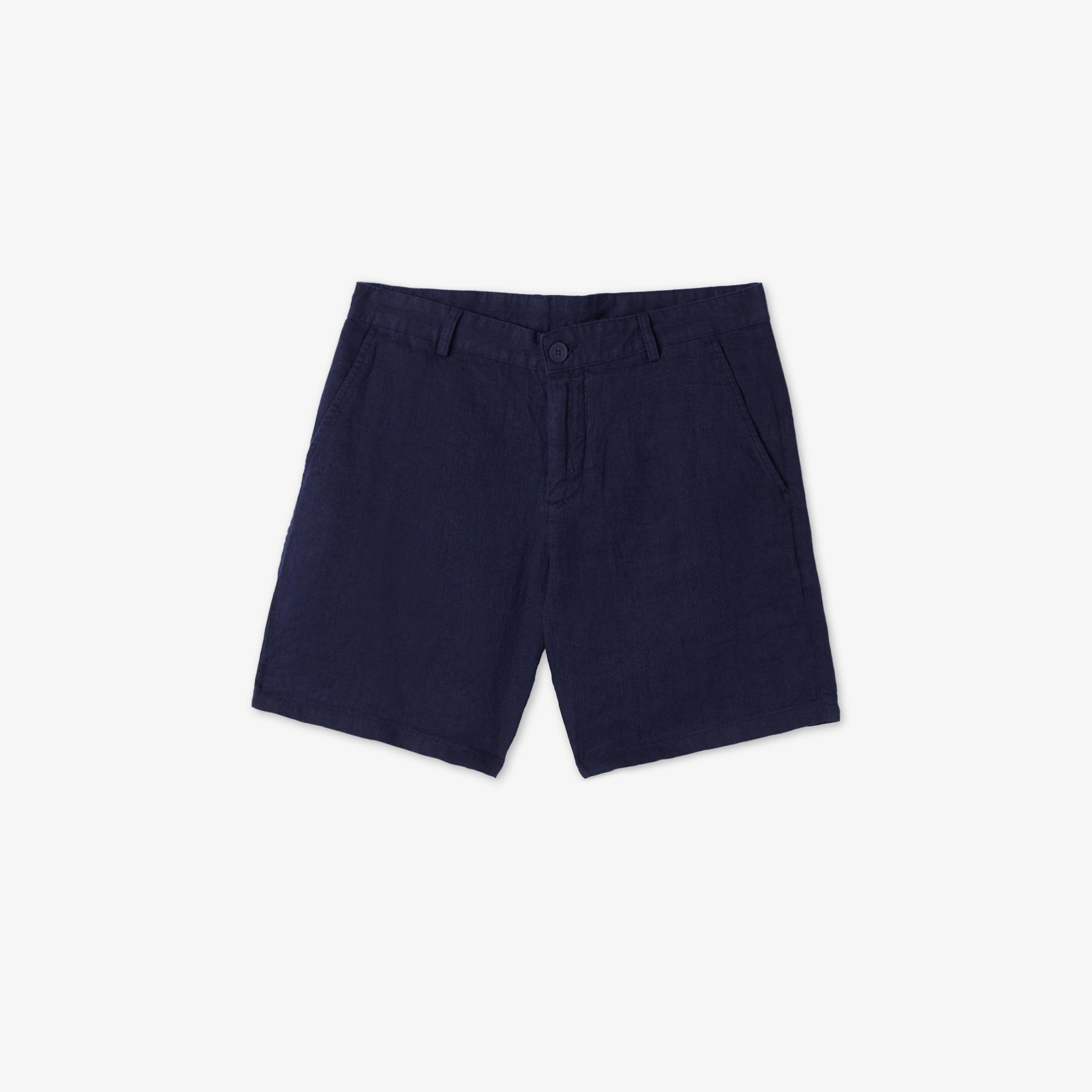 Lacoste Erkek Slim Fit Keten Lacivert Bermuda