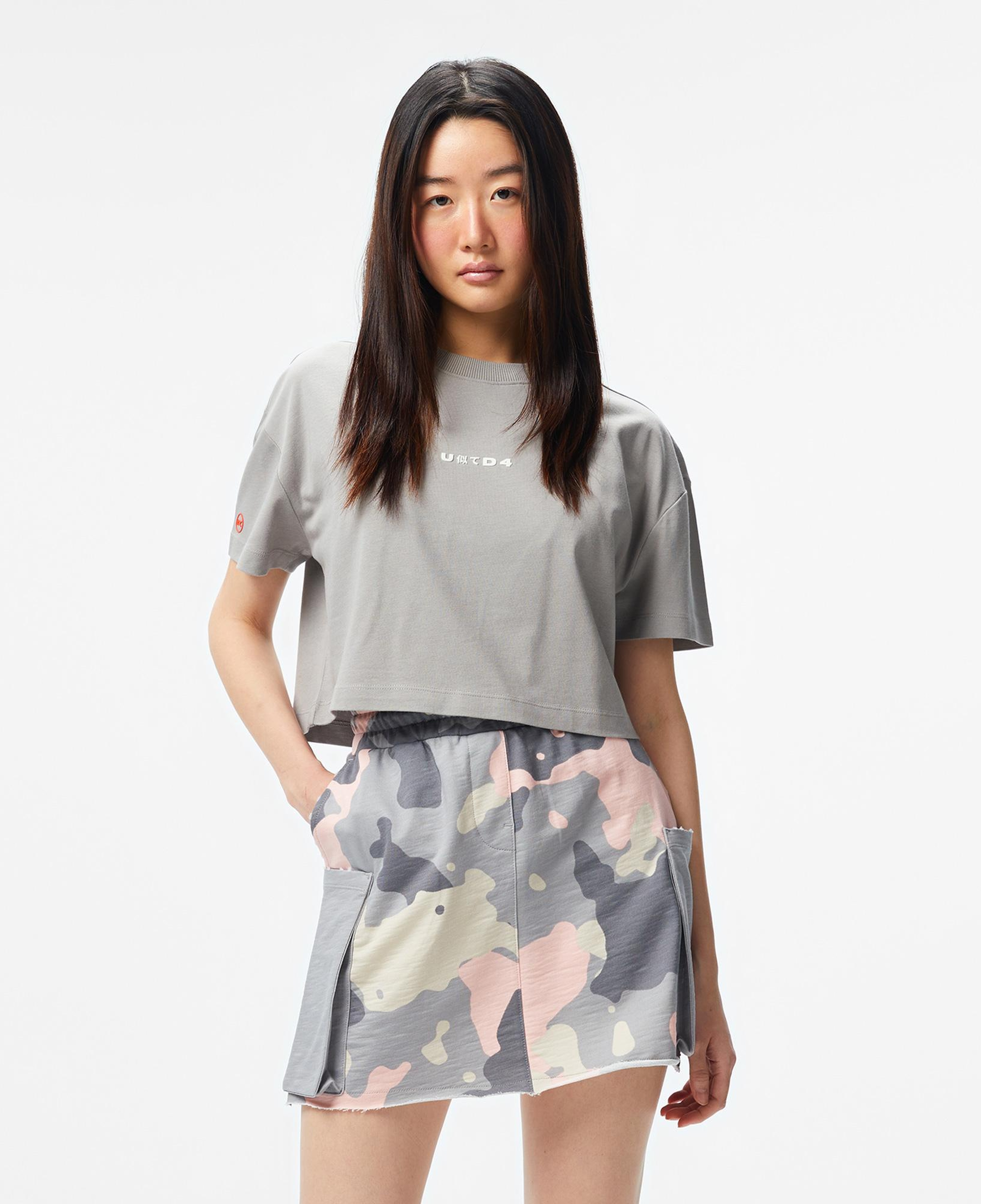 UNITED4 Classic Kadın Gri Crop T-Shirt