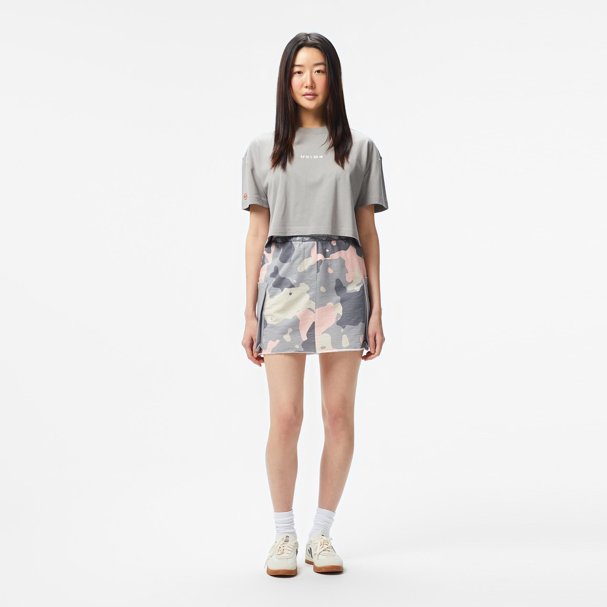 UNITED4 Classic Kadın Gri Crop T-Shirt