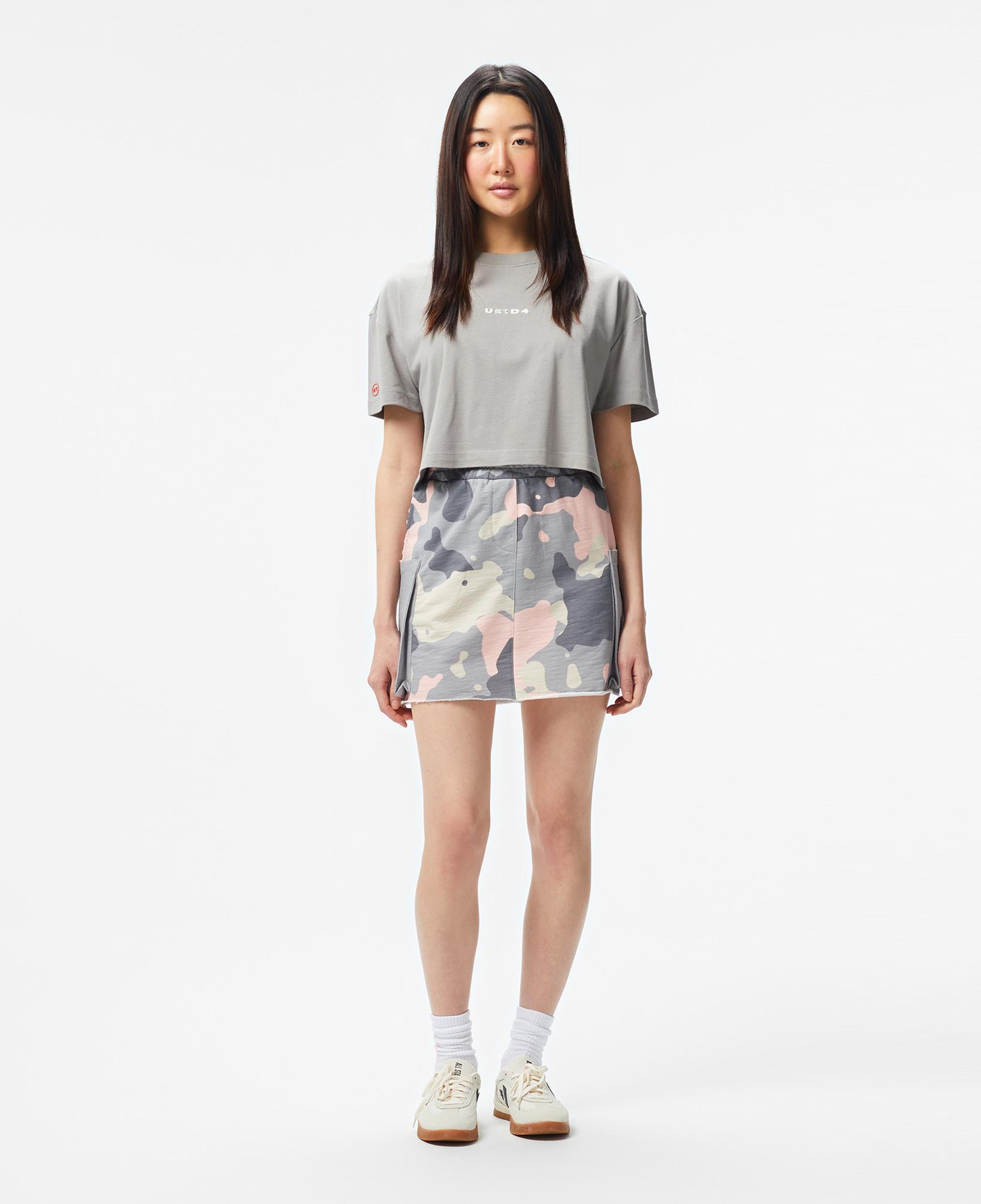 UNITED4 Classic Kadın Gri Crop T-Shirt
