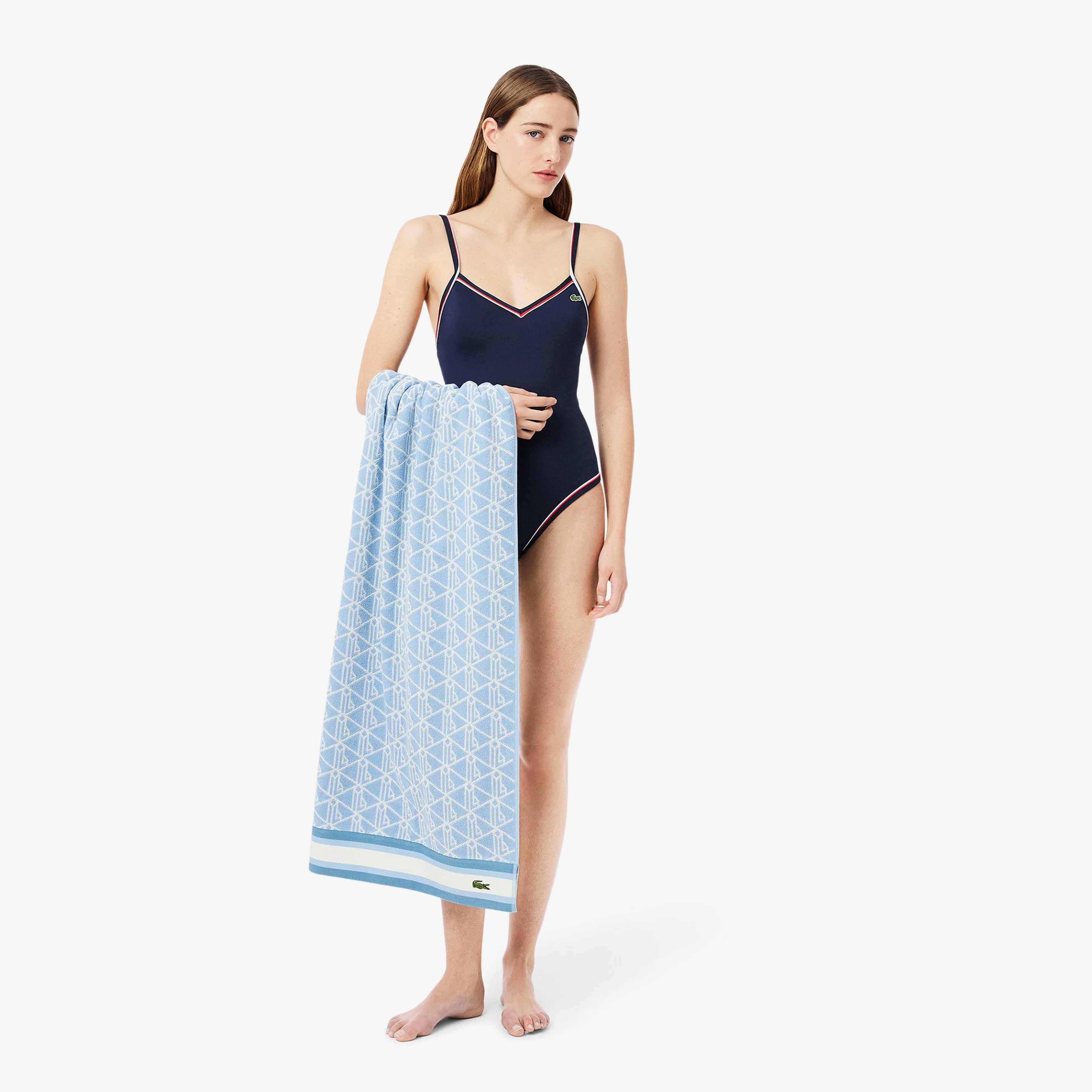 Unisex Monogram Mavi Plaj Havlusu