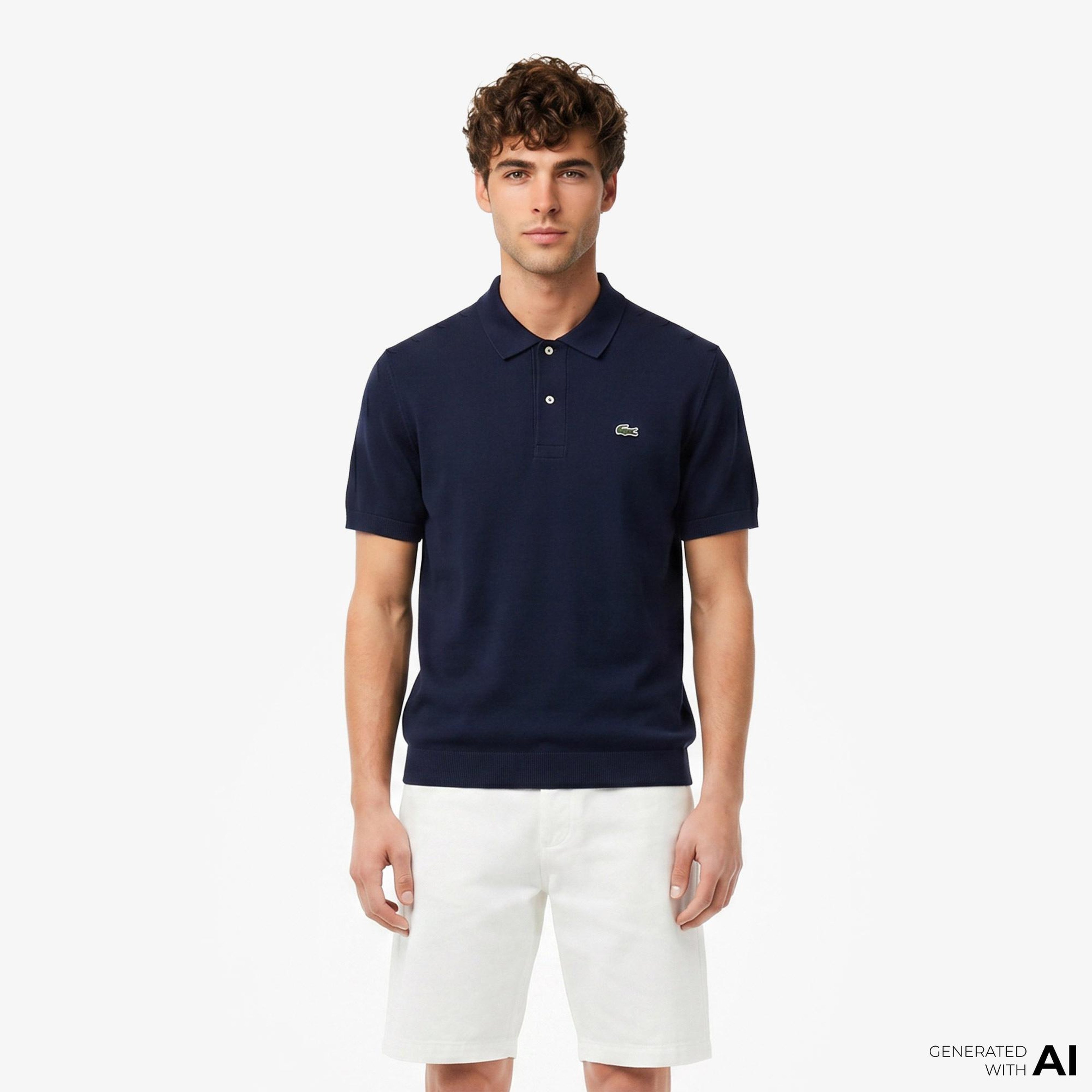 Lacoste Erkek Classic Fit Kısa Kollu Polo Yaka Lacivert Triko