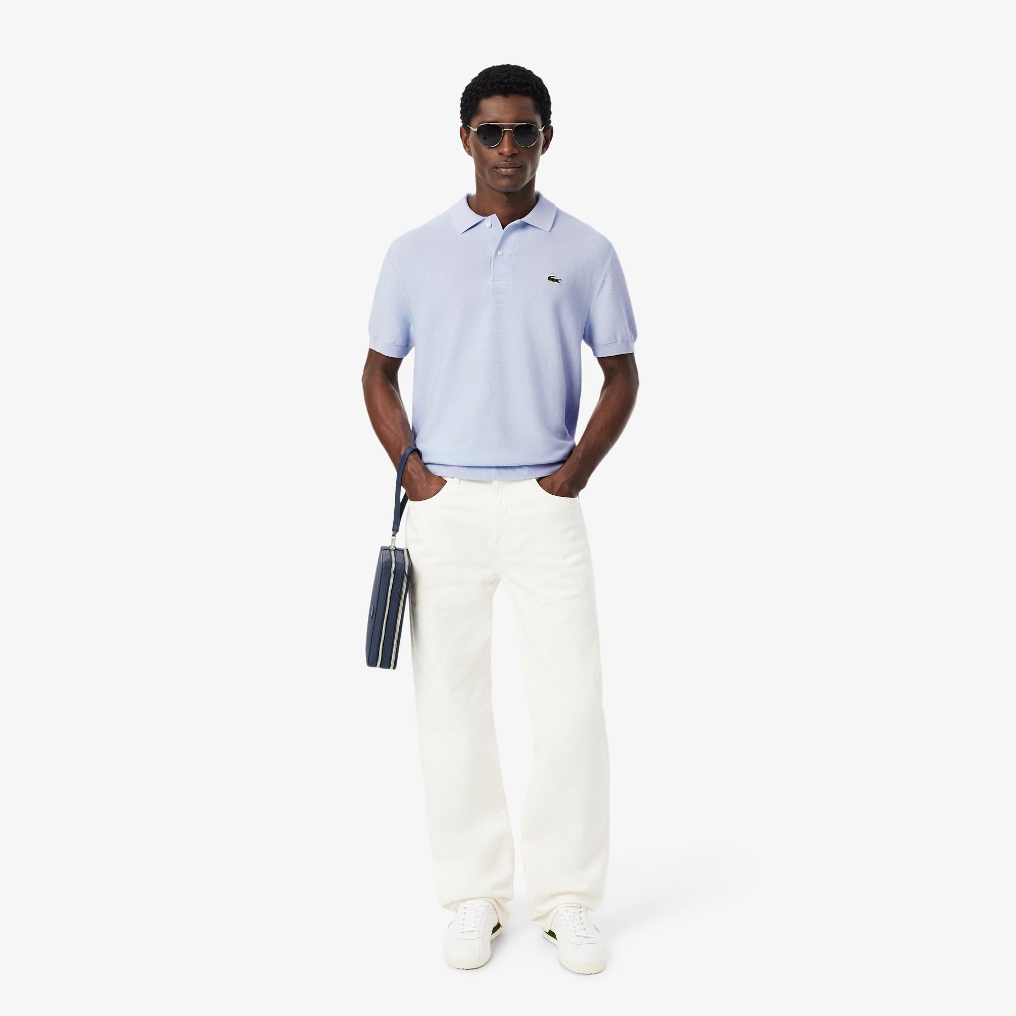 Lacoste Erkek Classic Fit Kısa Kollu Polo Yaka Açık Mavi Triko