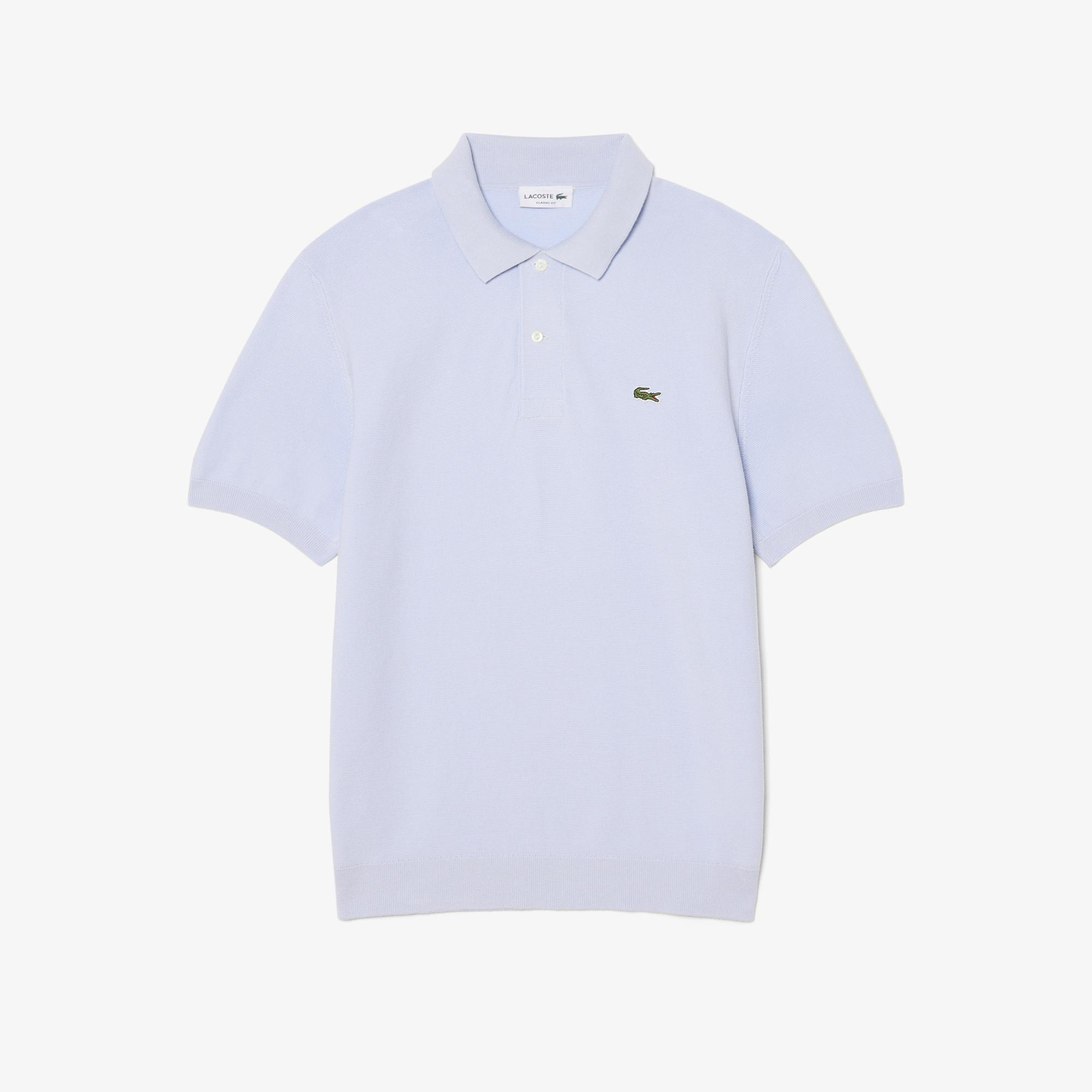 Erkek Classic Fit Kısa Kollu Polo Yaka Açık Mavi Triko