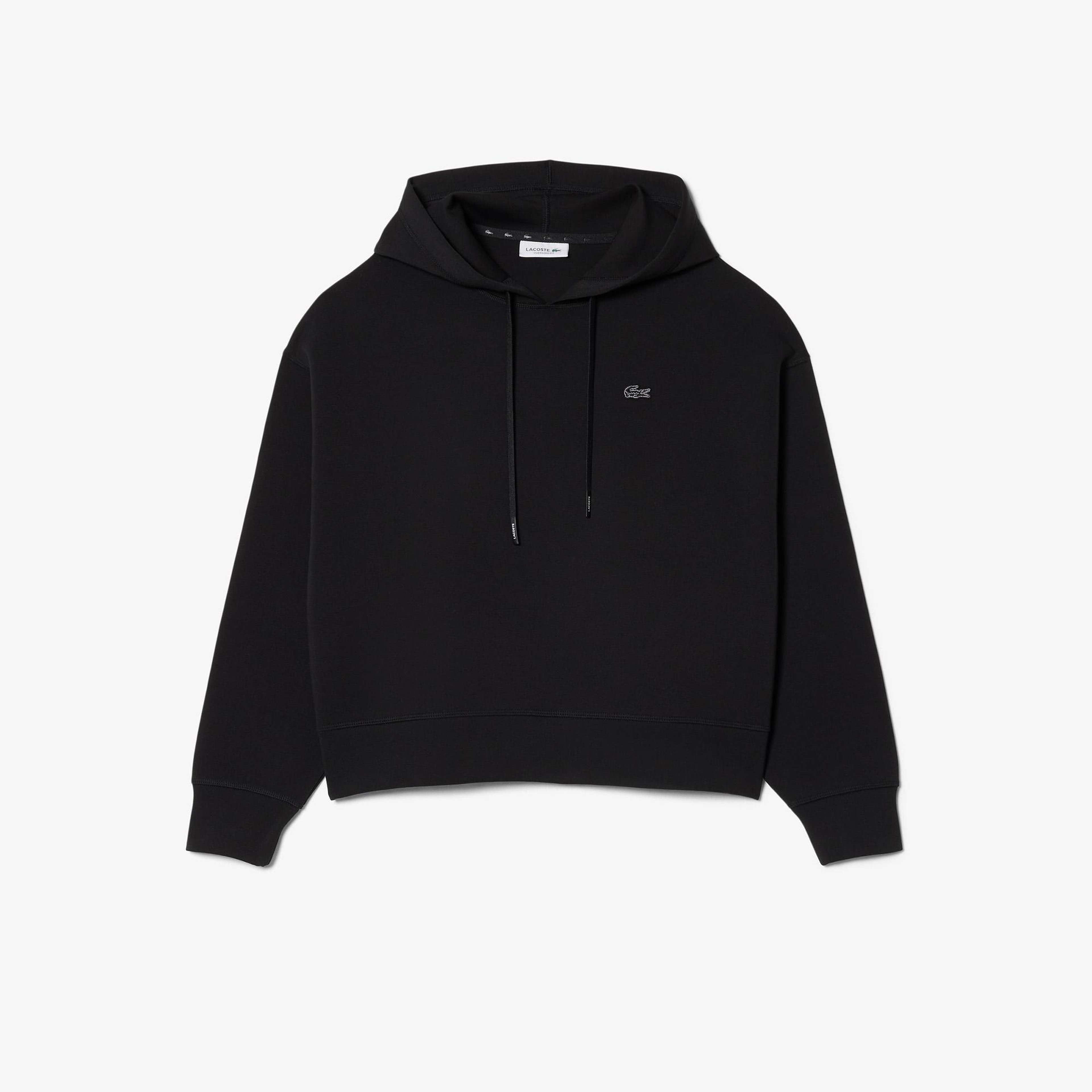 Lacoste Kadın Oversize Fit Kapüşonlu Siyah Sweatshirt