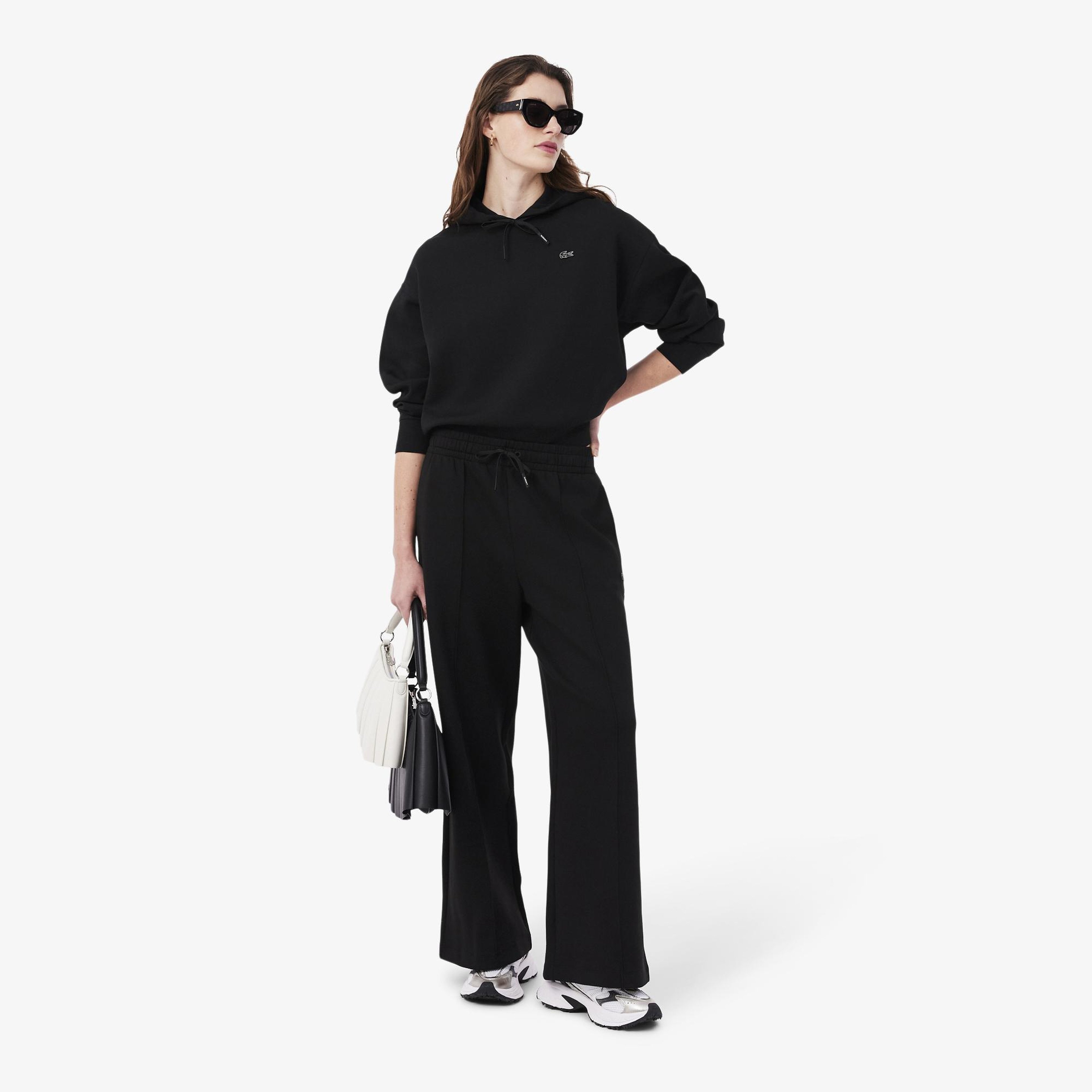 Lacoste Kadın Oversize Fit Kapüşonlu Siyah Sweatshirt