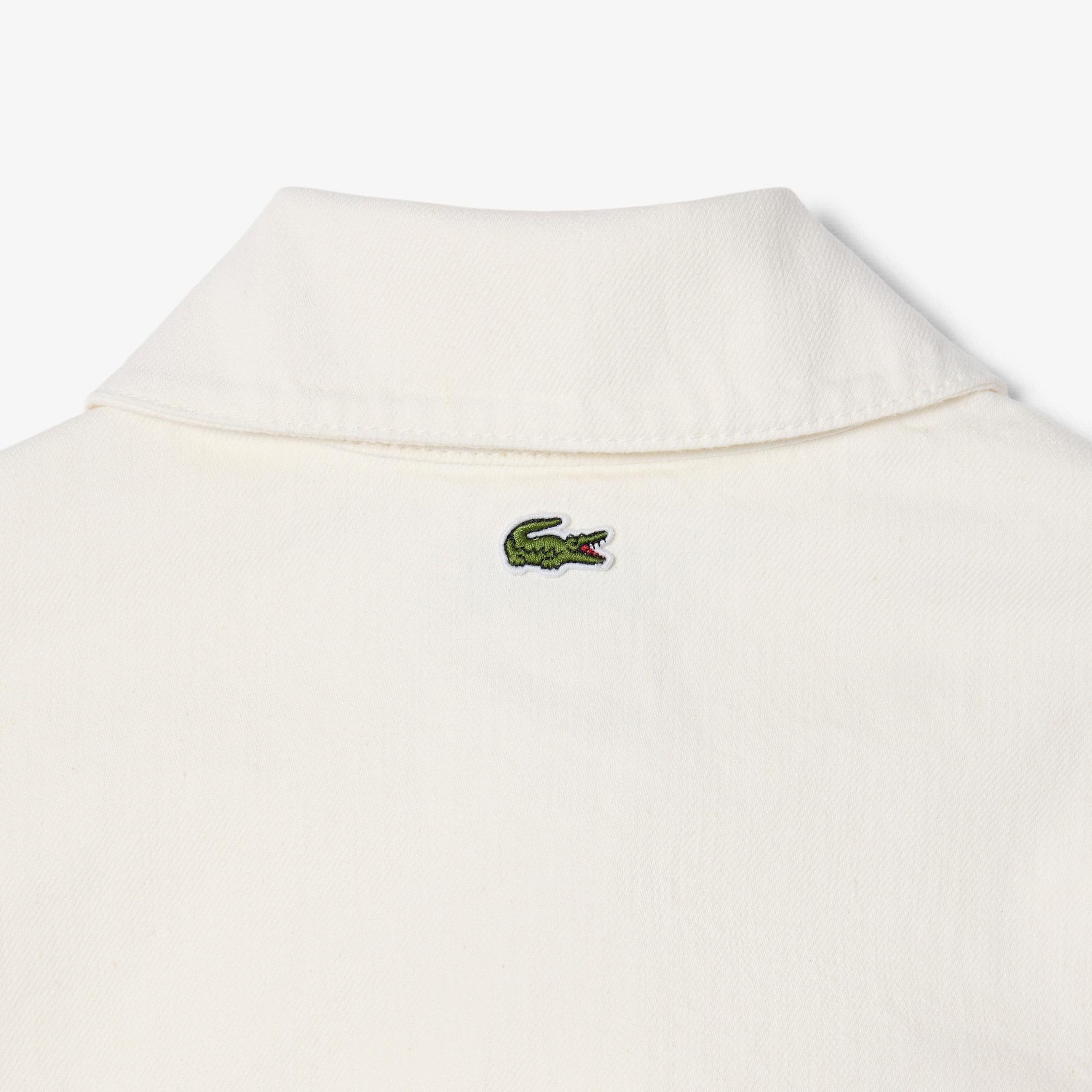 Lacoste Kadın Oversize Fit Kısa Kollu Polo Yaka Denim Beyaz Elbise
