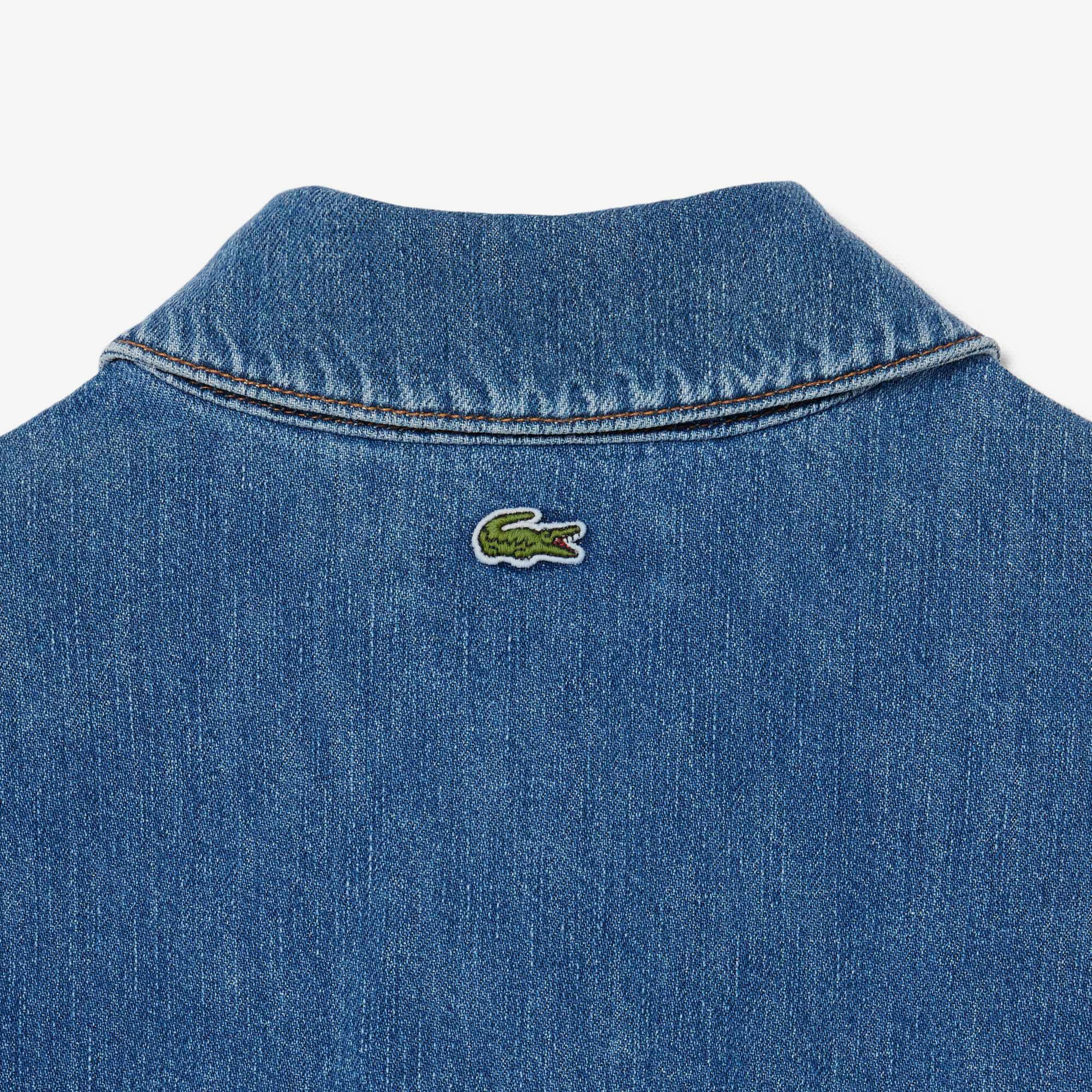 Kadın Oversize Fit Kısa Kollu Polo Yaka Denim Mavi Elbise
