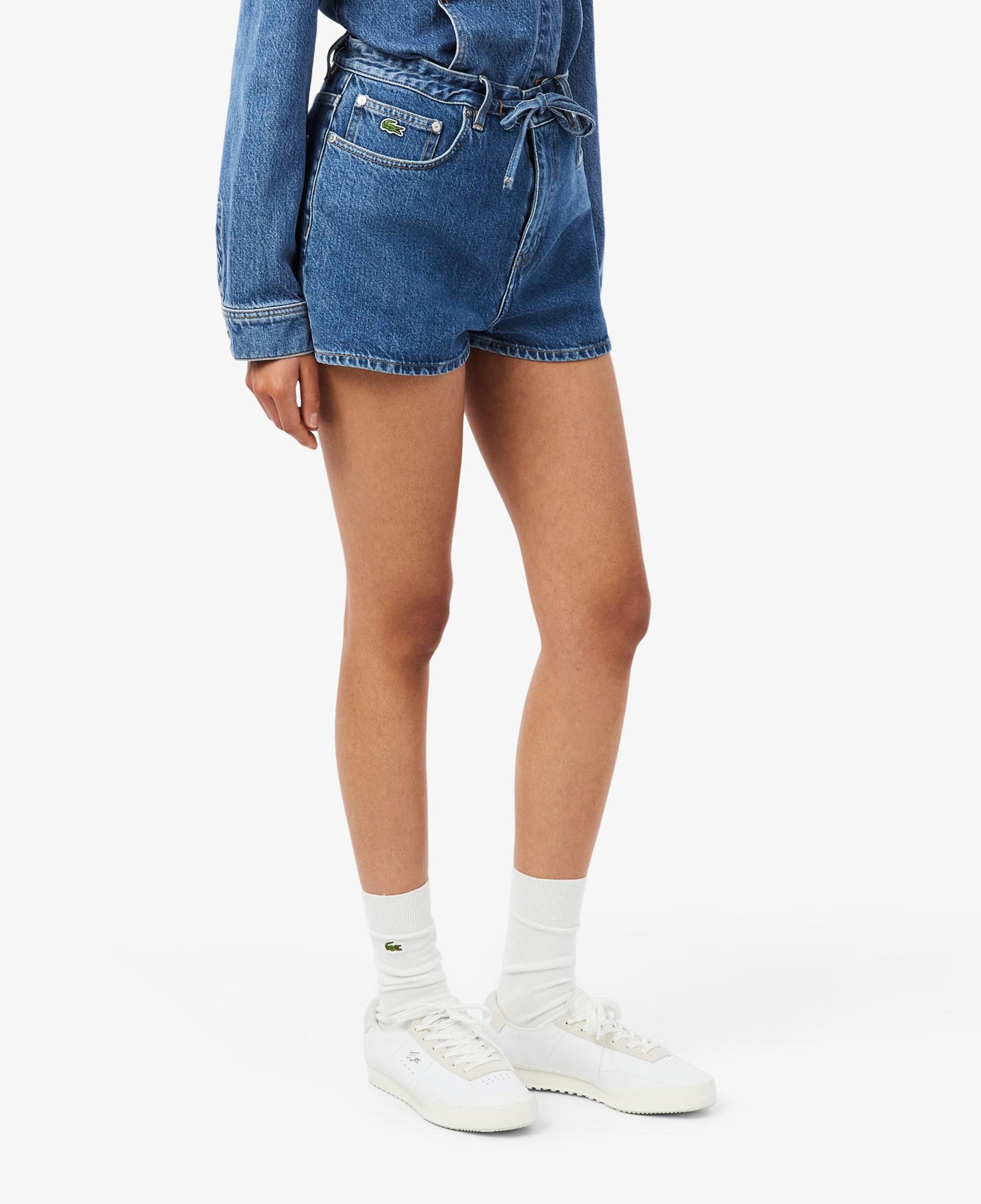 Lacoste Kadın Wide Leg Denim Lacivert Şort