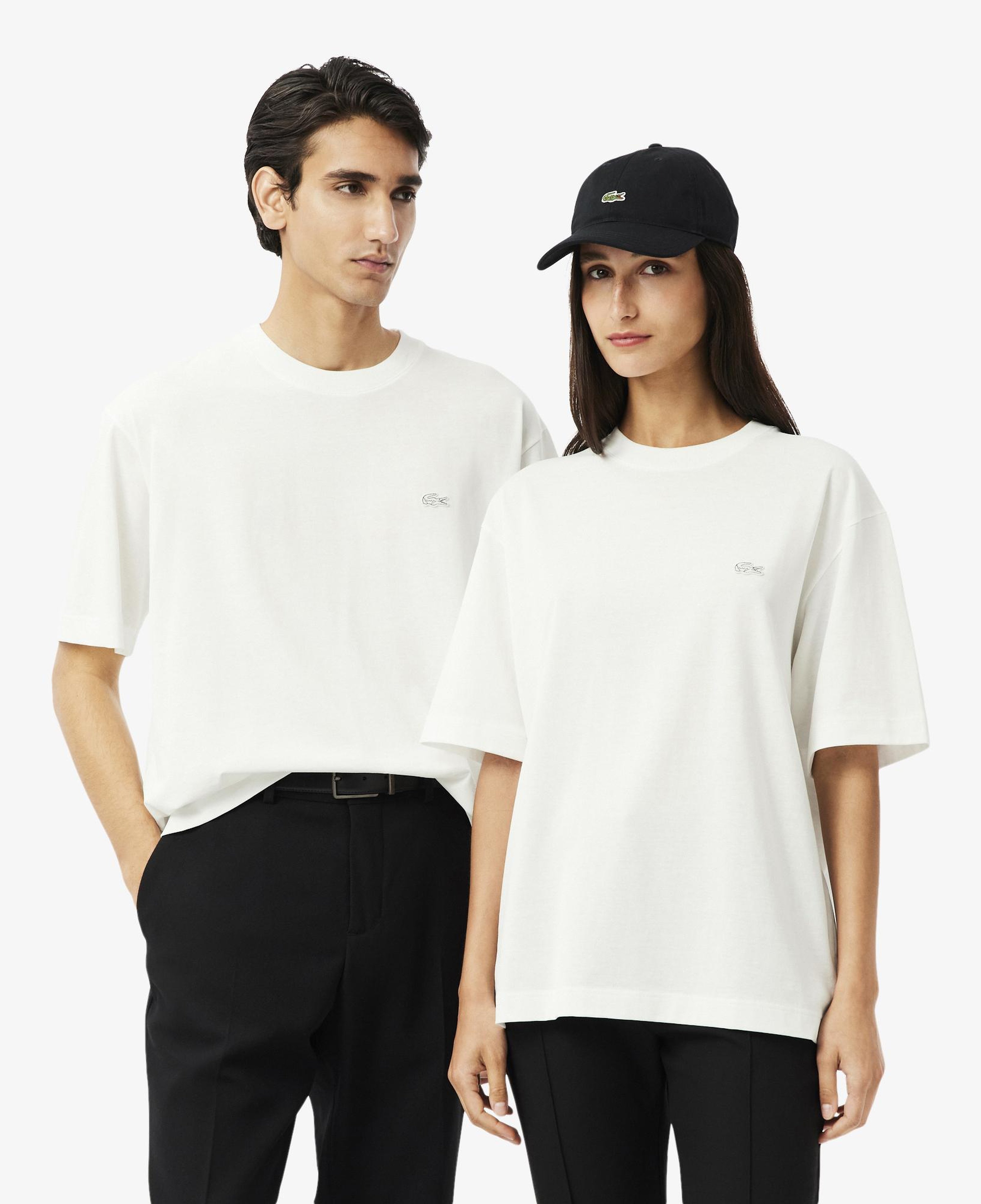 Unisex Loose Fit Bisiklet Yaka Beyaz T-Shirt