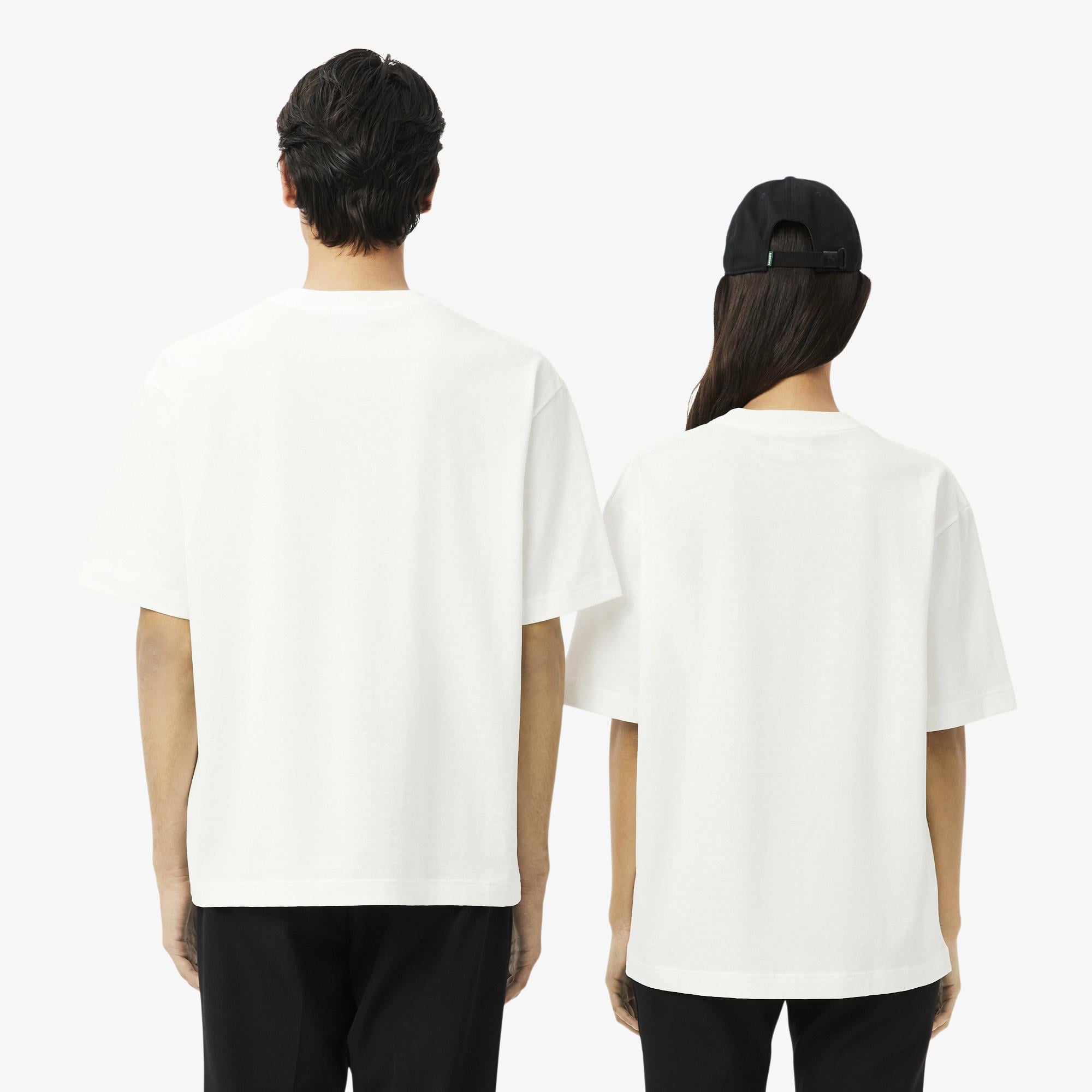 Lacoste Unisex Loose Fit Bisiklet Yaka Beyaz T-Shirt