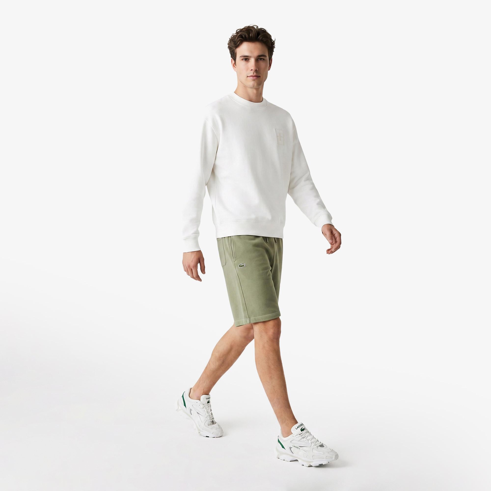 Lacoste Erkek Loose Fit Bisiklet Yaka Beyaz Sweatshirt