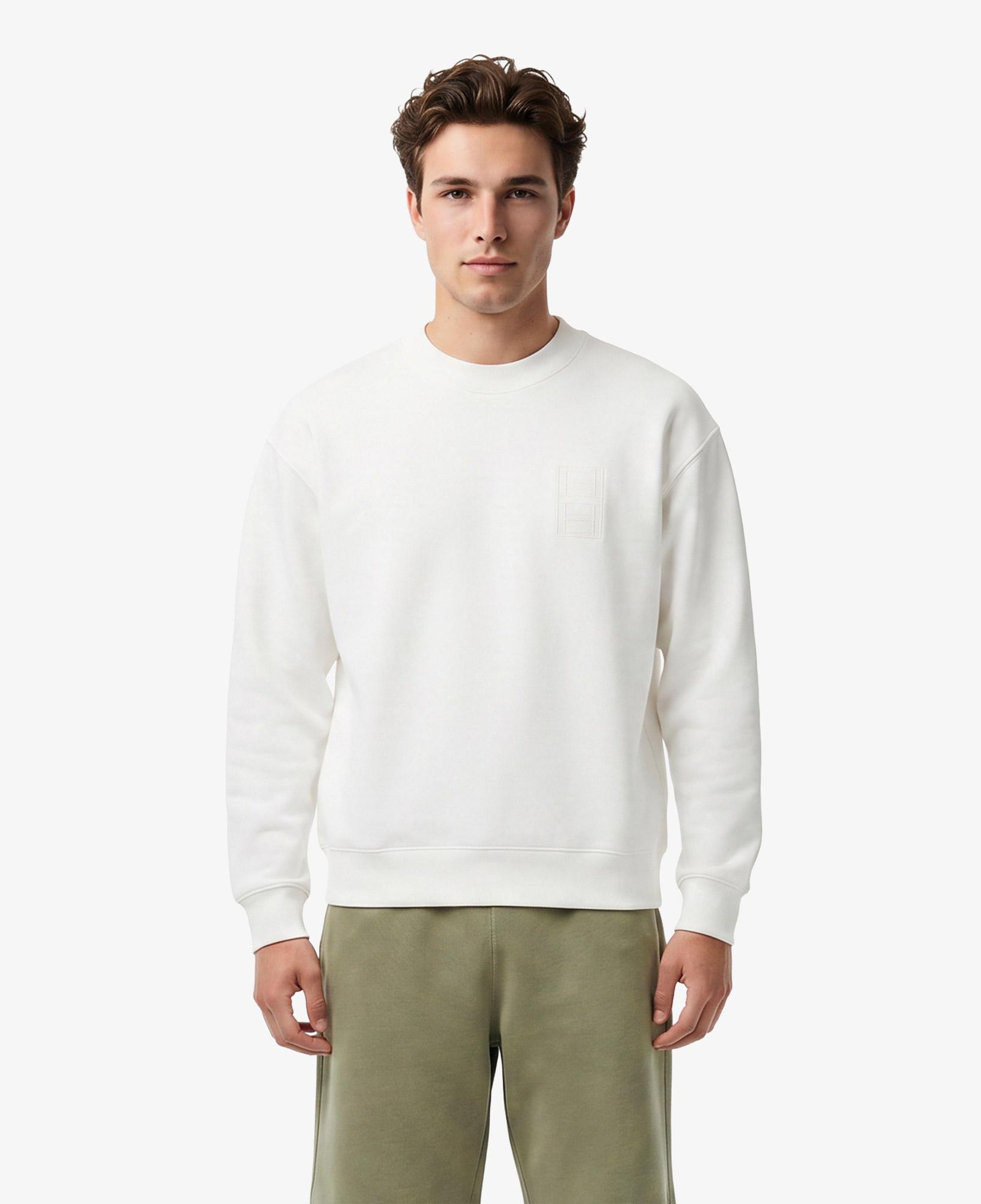 Erkek Loose Fit Bisiklet Yaka Beyaz Sweatshirt