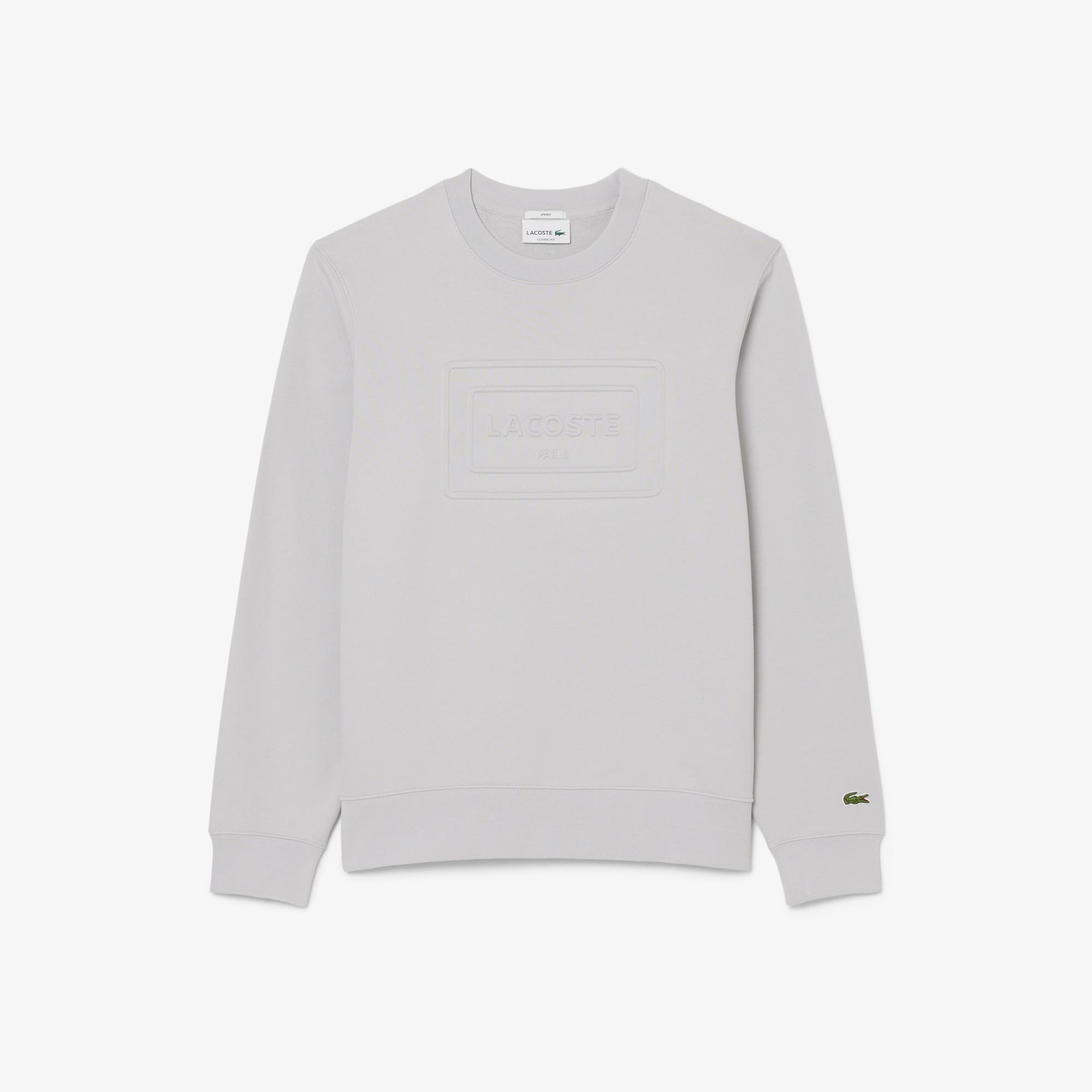 Unisex Classic Fit Bisiklet Yaka Baskılı Gri Sweatshirt