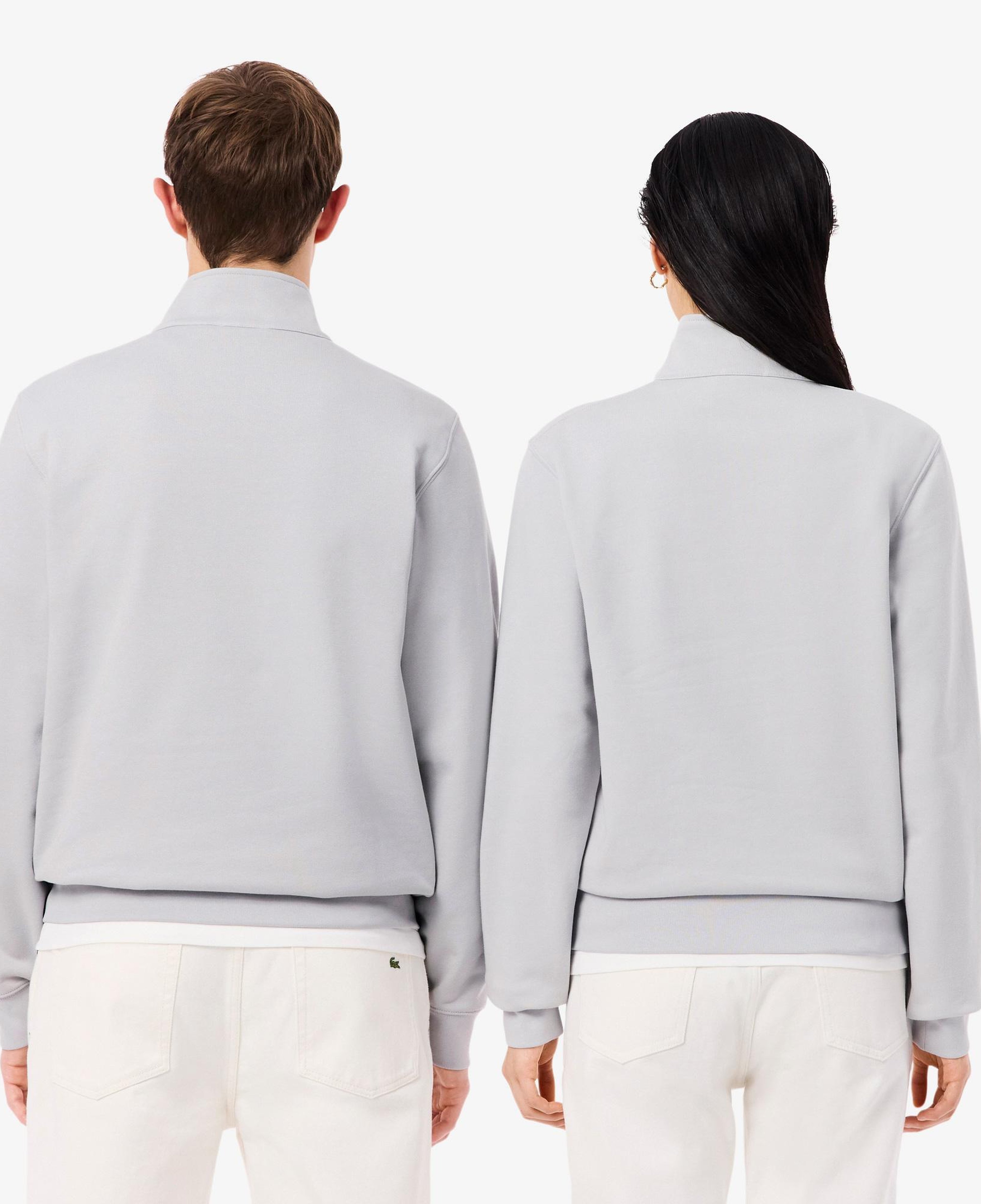 Unisex Classic Fit Yarım Fermuarlı Gri Sweatshirt