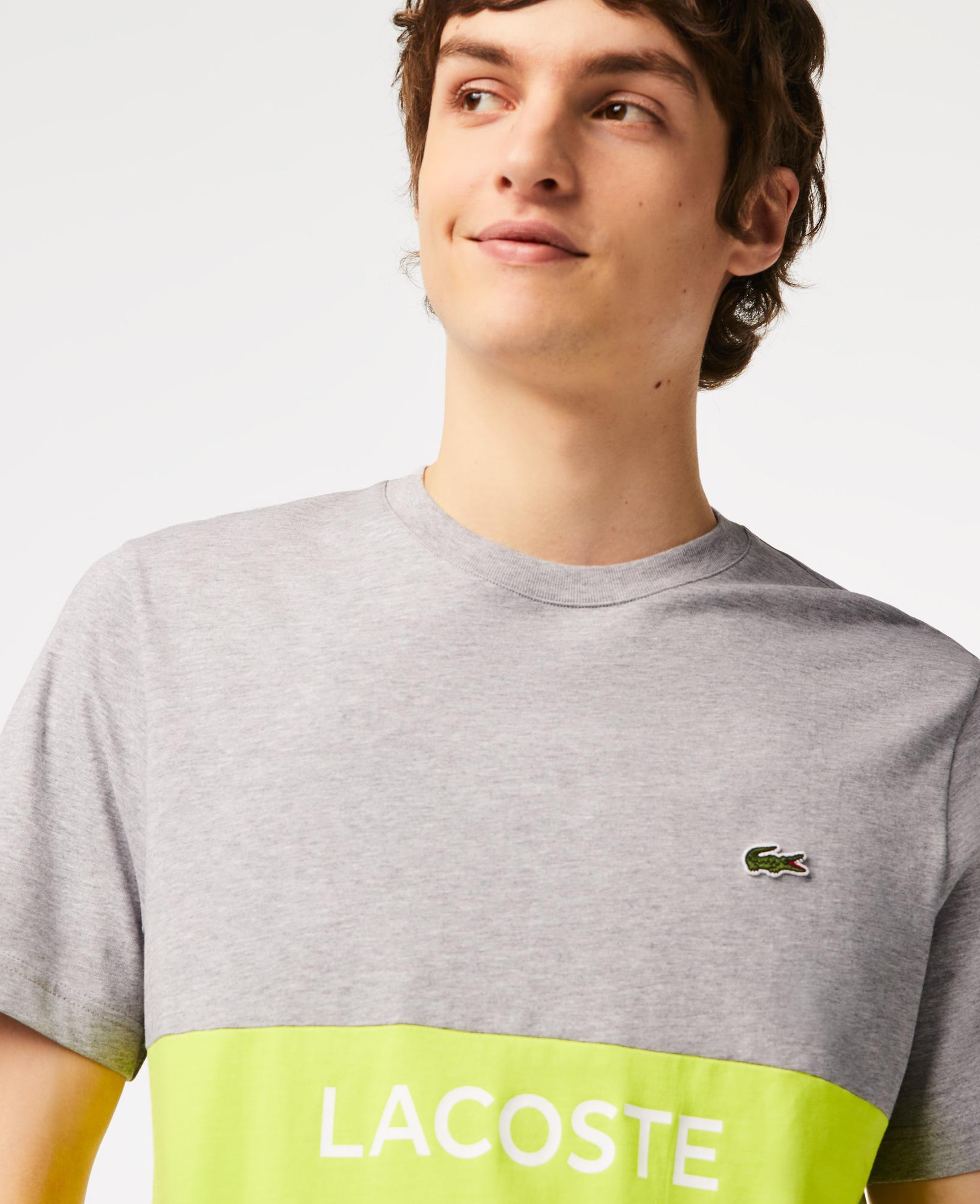 Erkek Regular Fit Bisiklet Yaka Renk Bloklu Sarı T-Shirt