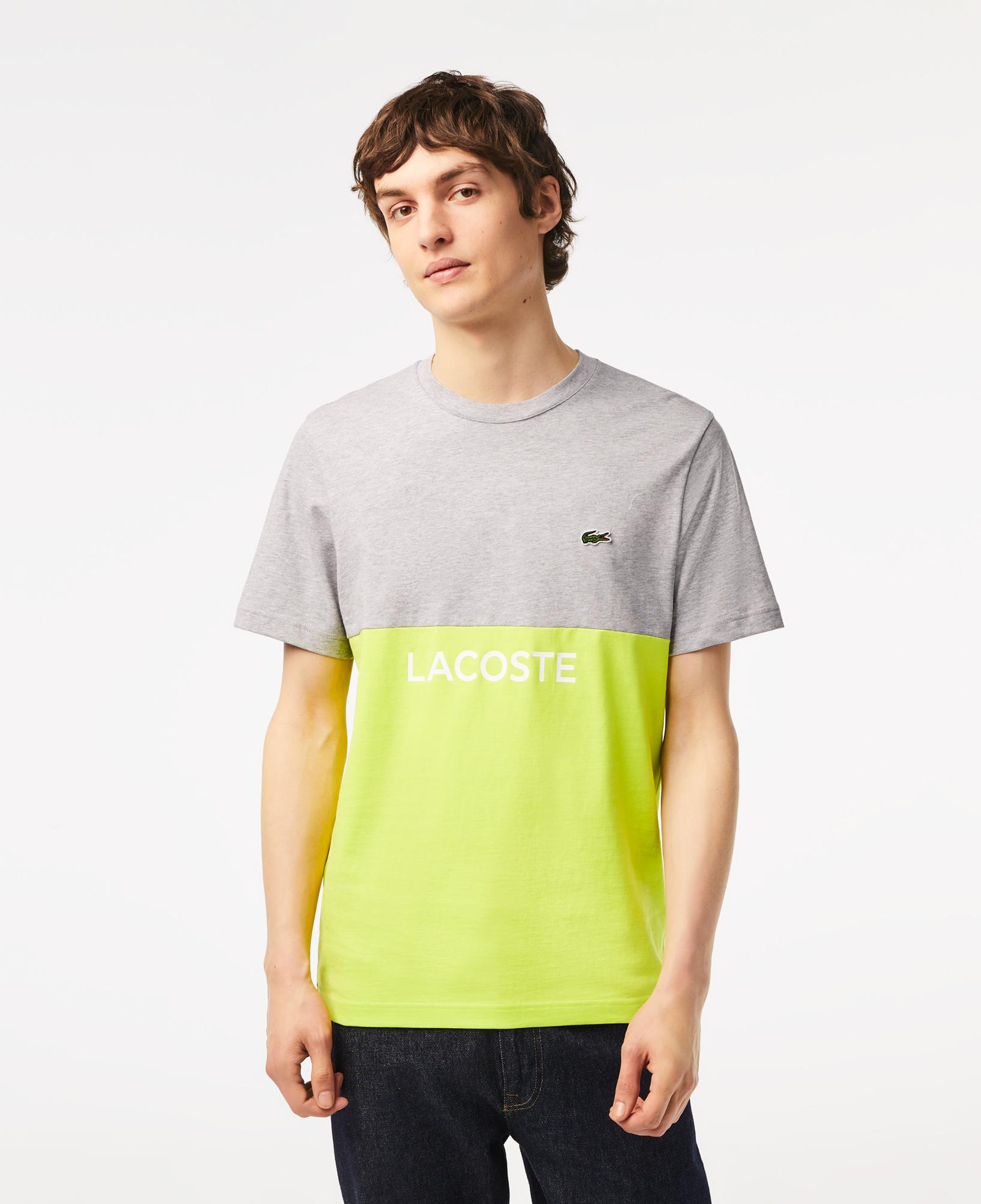 Erkek Regular Fit Bisiklet Yaka Renk Bloklu Sarı T-Shirt