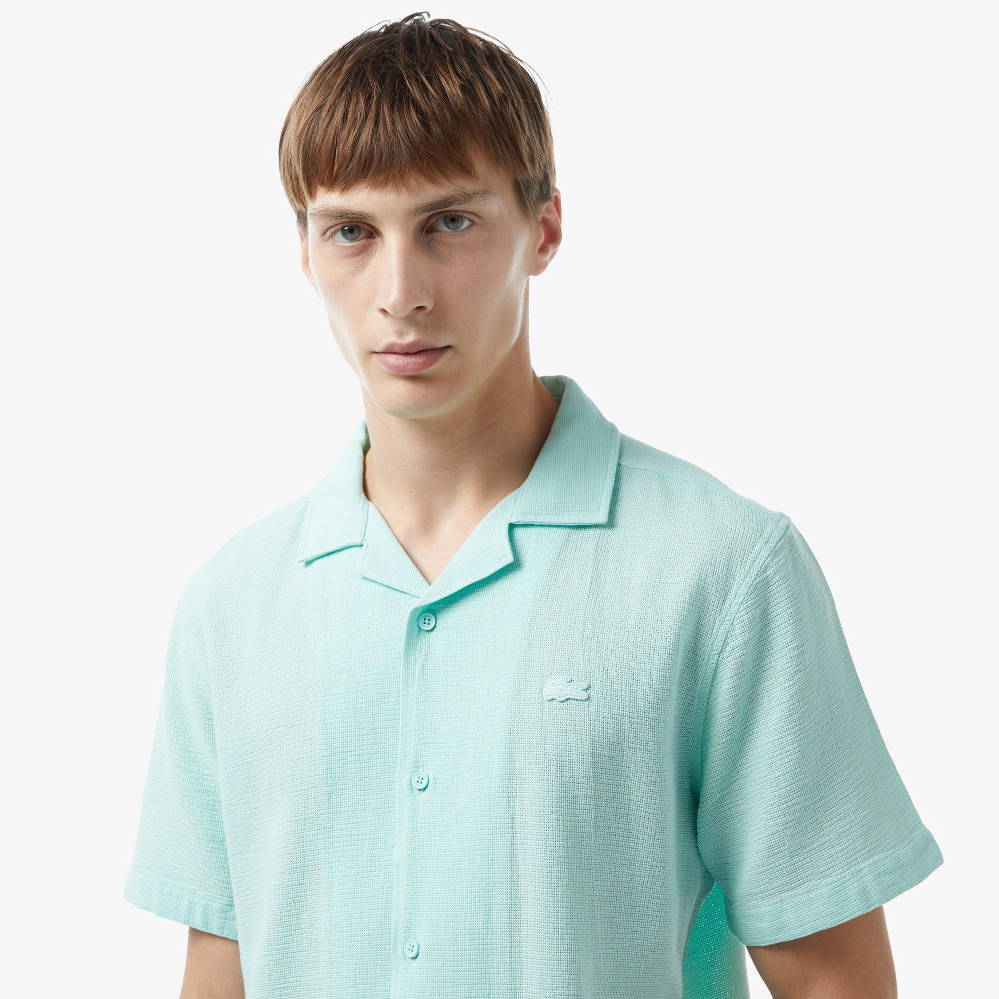 Erkek Relaxed Fit Kısa Kollu Yeşil Gömlek