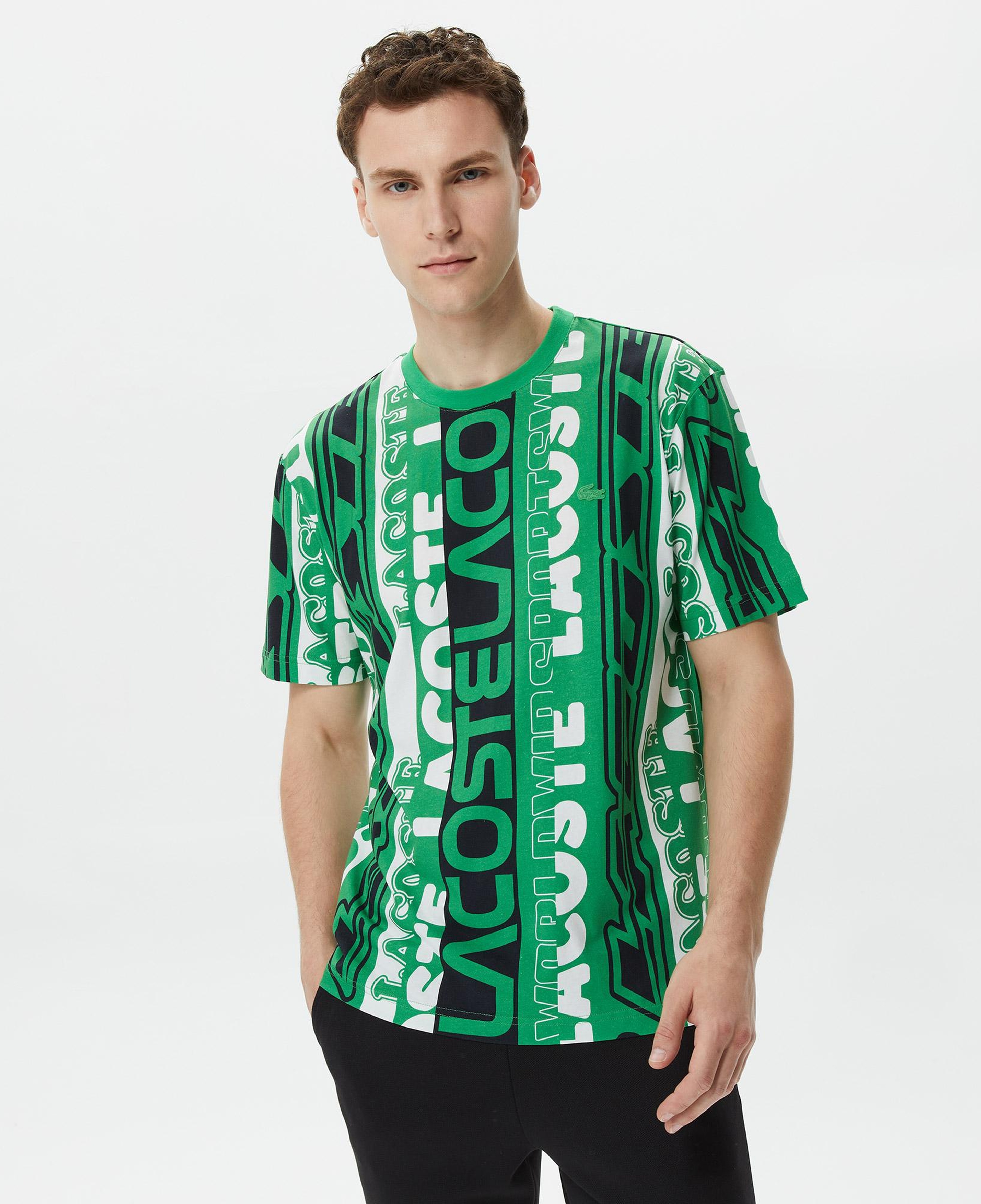 Erkek Regular Fit Bisiklet Yaka Baskılı Yeşil T-Shirt