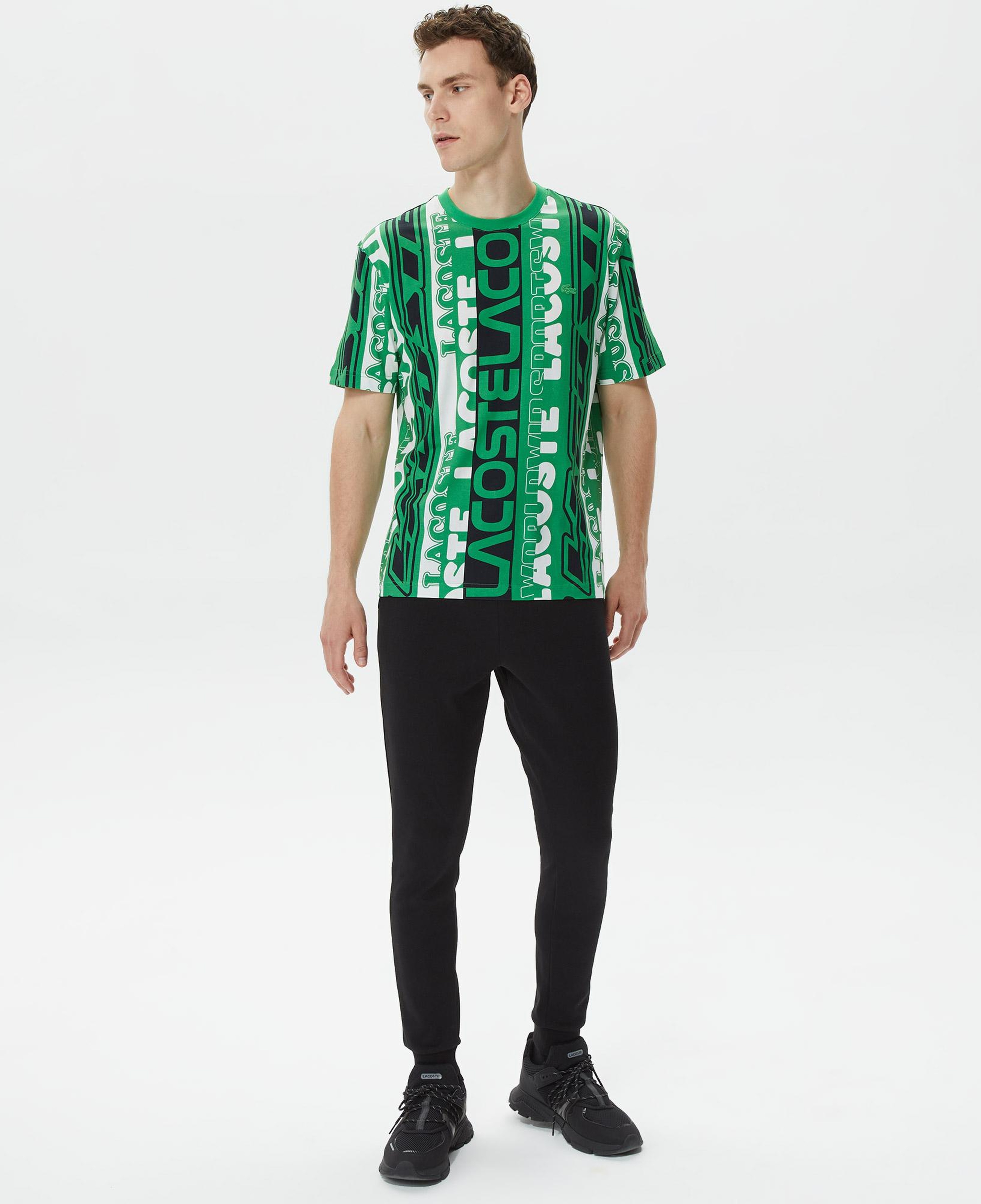 Erkek Regular Fit Bisiklet Yaka Baskılı Yeşil T-Shirt