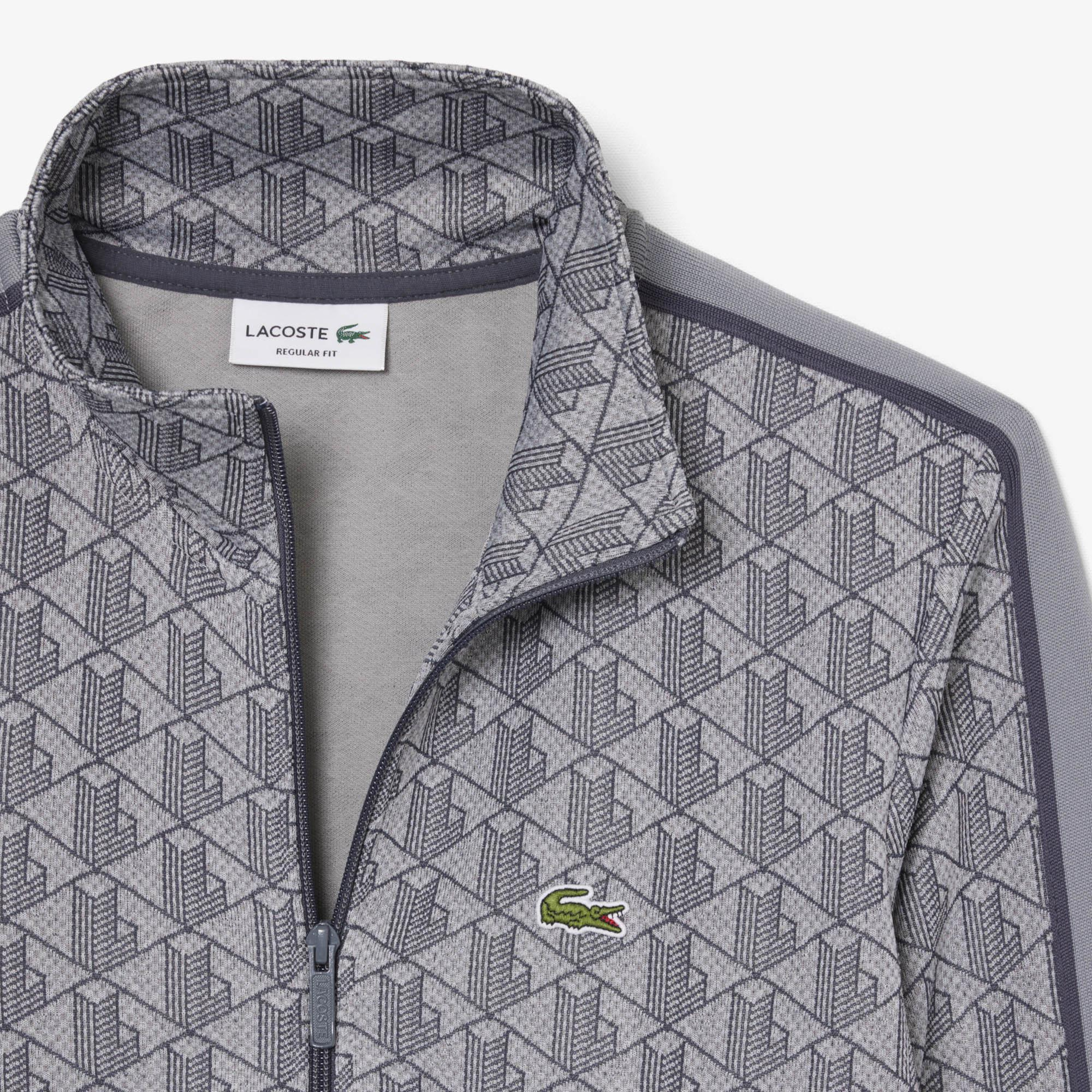 Lacoste Erkek Regular Fit Fermuarlı Monogram Gri Sweatshirt