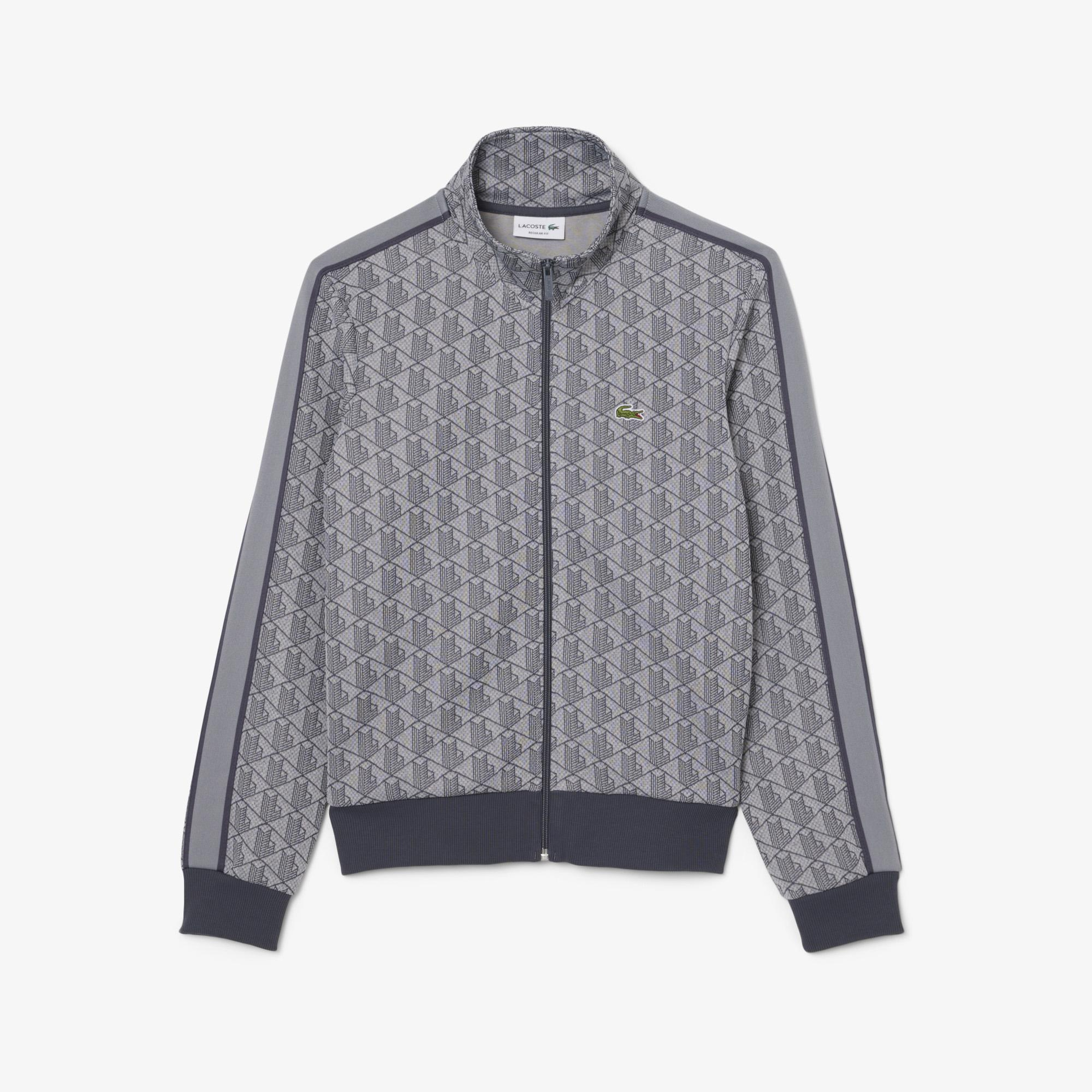 Lacoste Erkek Regular Fit Fermuarlı Monogram Gri Sweatshirt