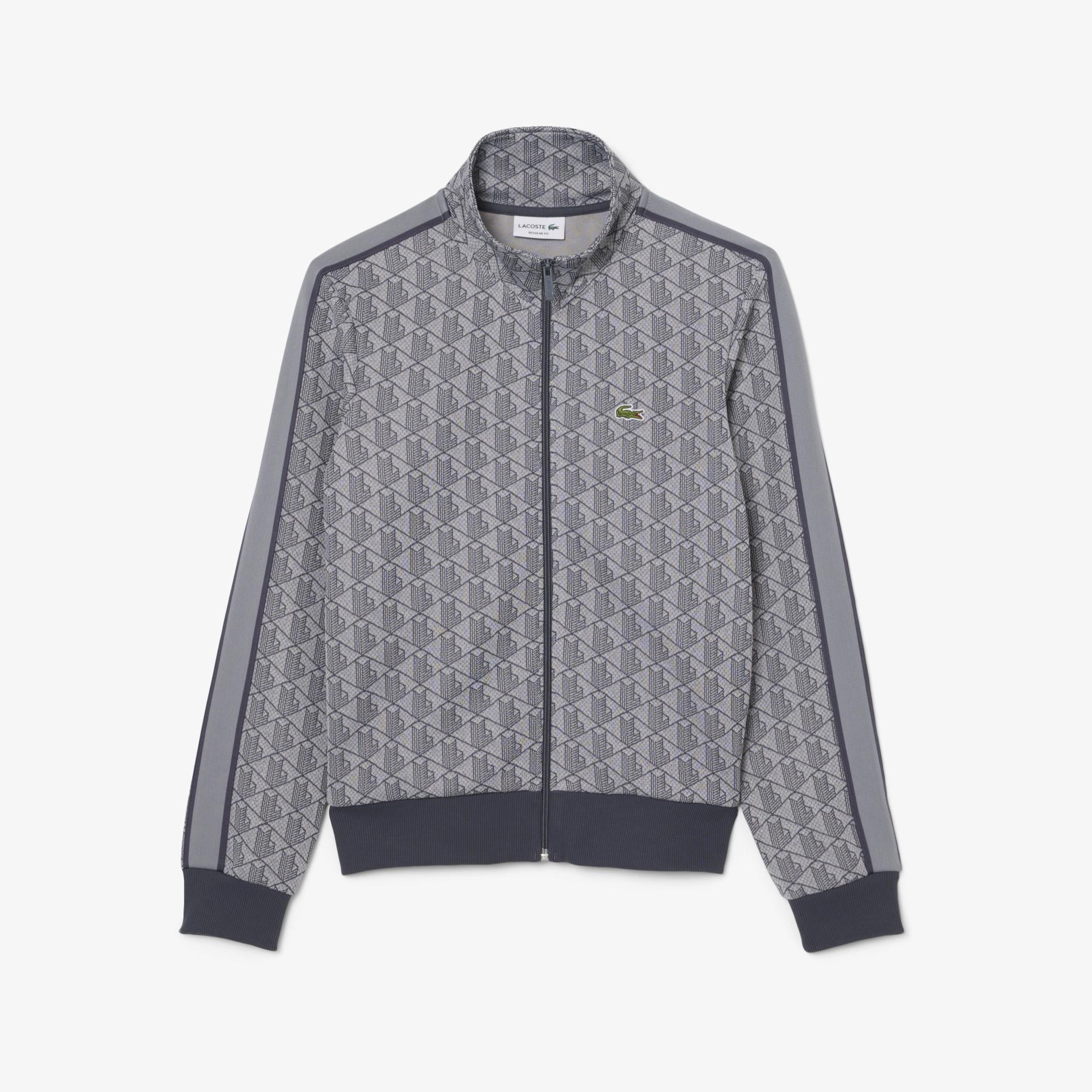 Lacoste Erkek Regular Fit Fermuarlı Monogram Gri Sweatshirt