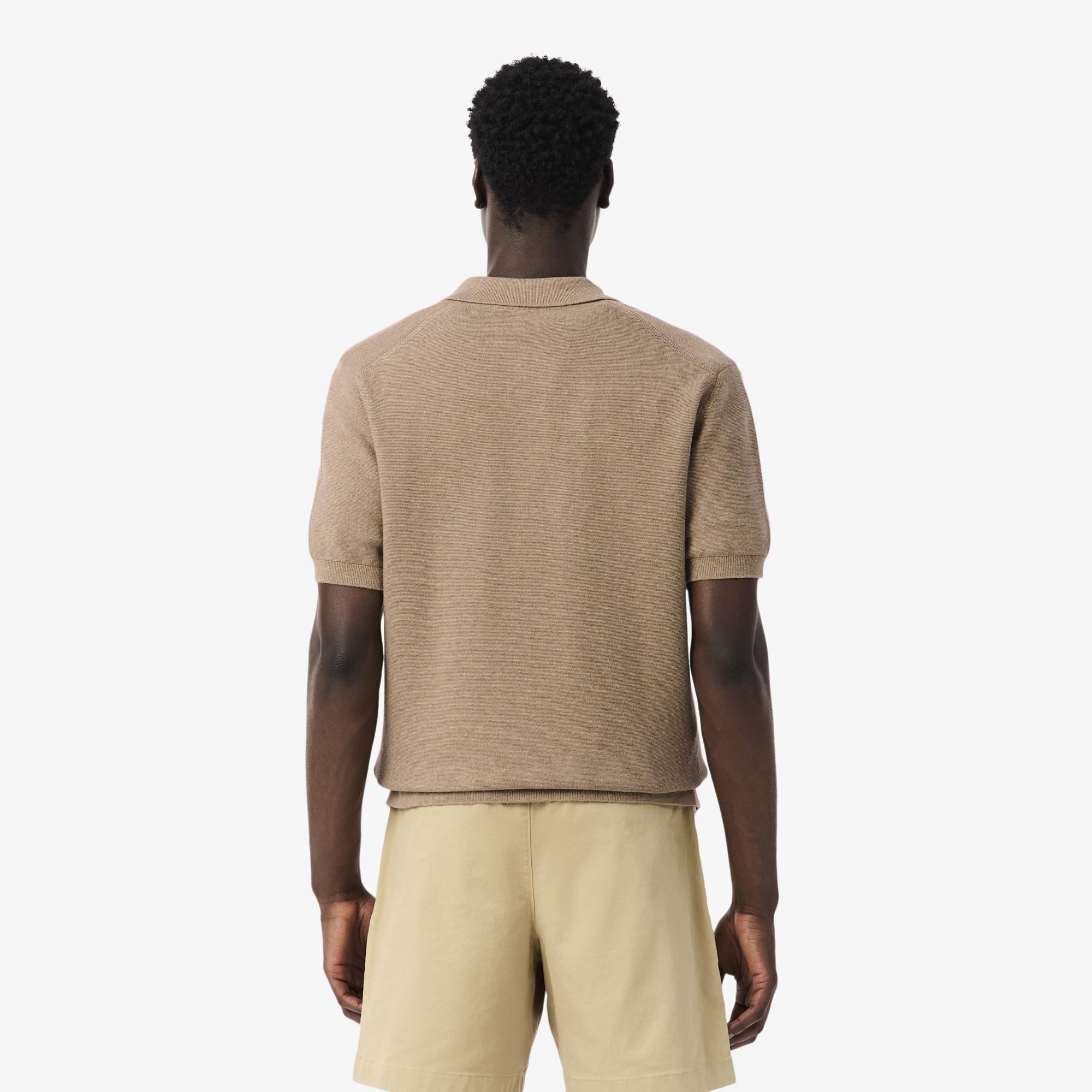 Lacoste Erkek Classic Fit Kısa Kollu Polo Yaka Açık Kahverengi Triko