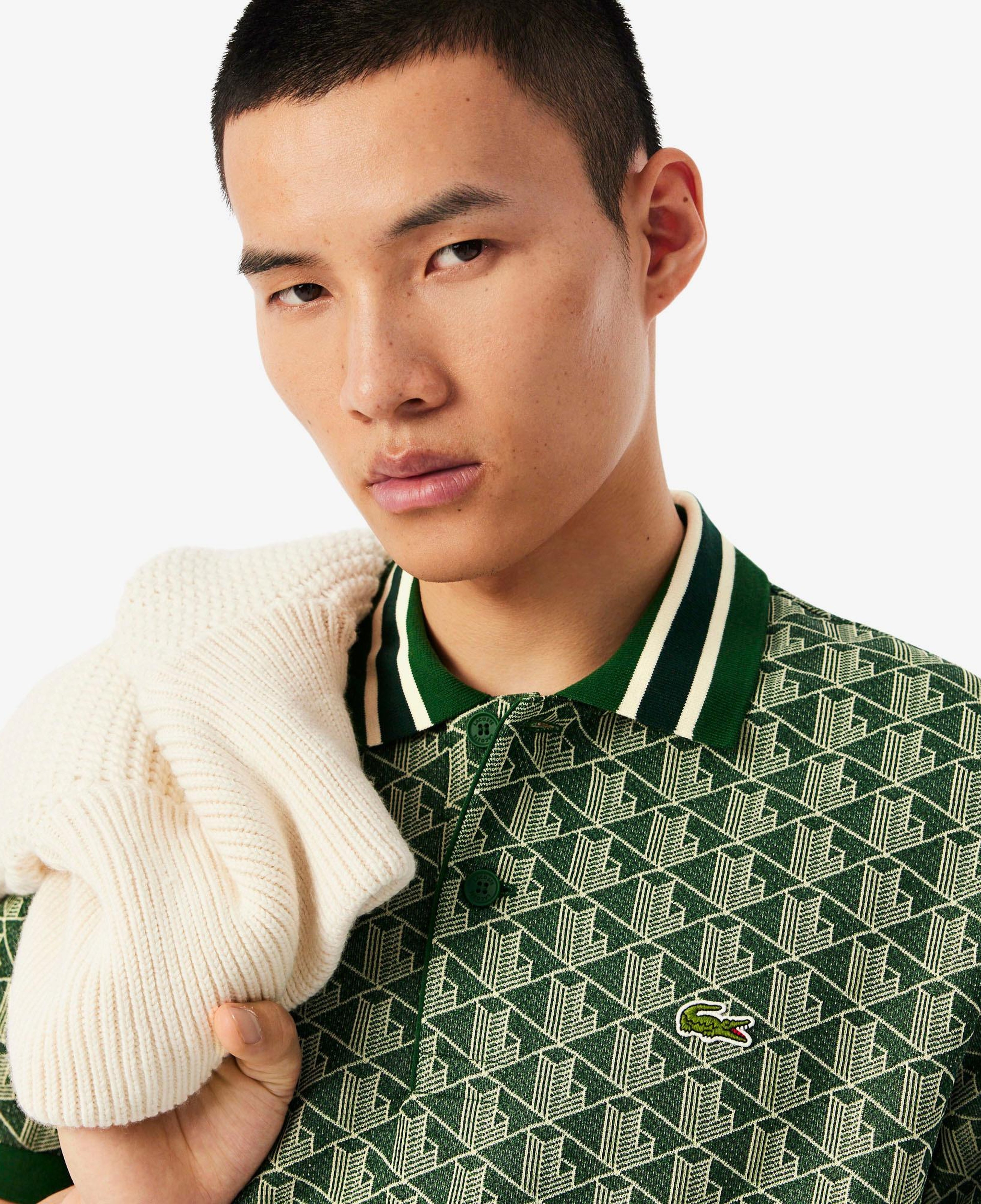 Lacoste Erkek Classic Fit Monogram Yeşil Polo