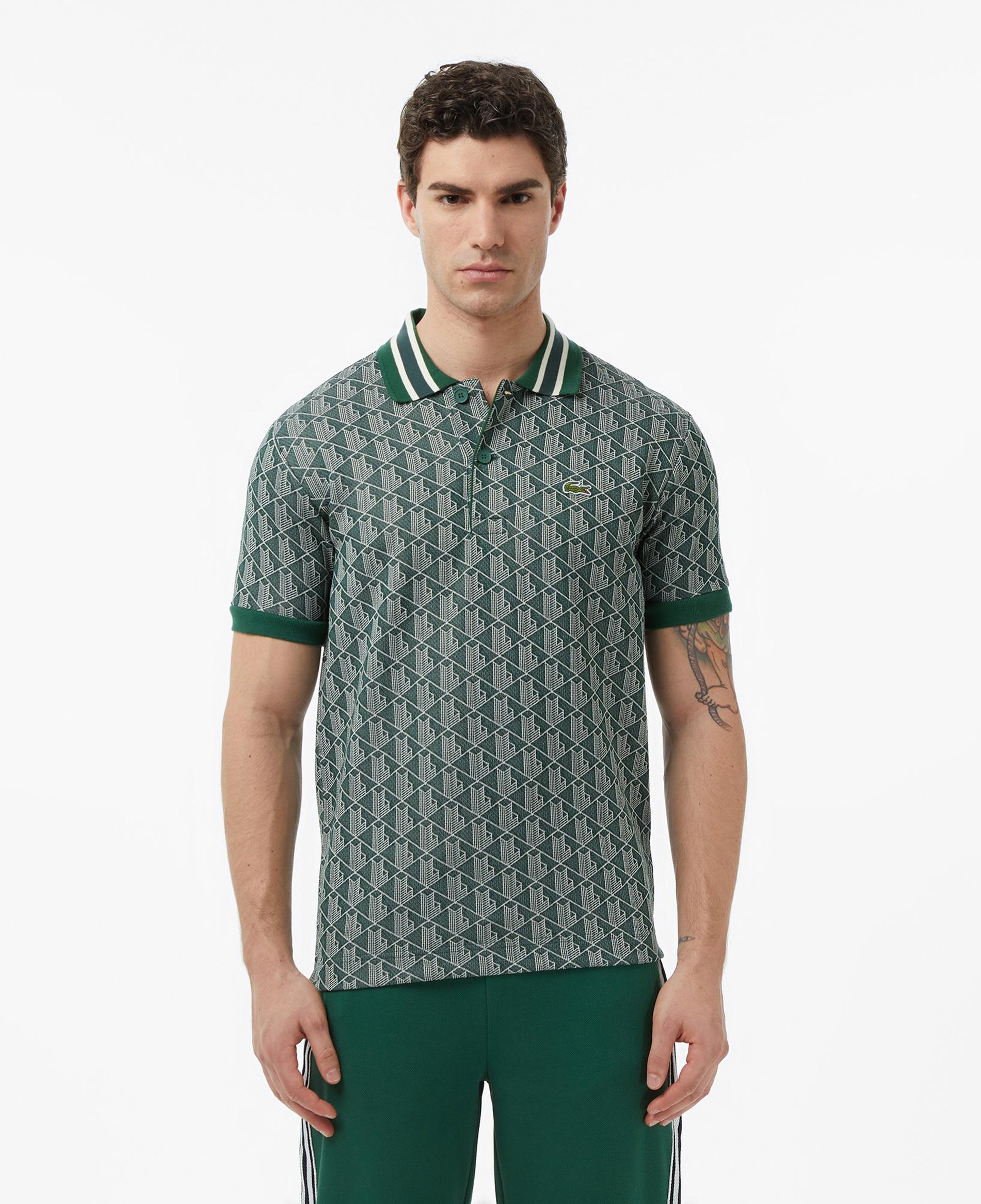 Lacoste Erkek Classic Fit Monogram Yeşil Polo