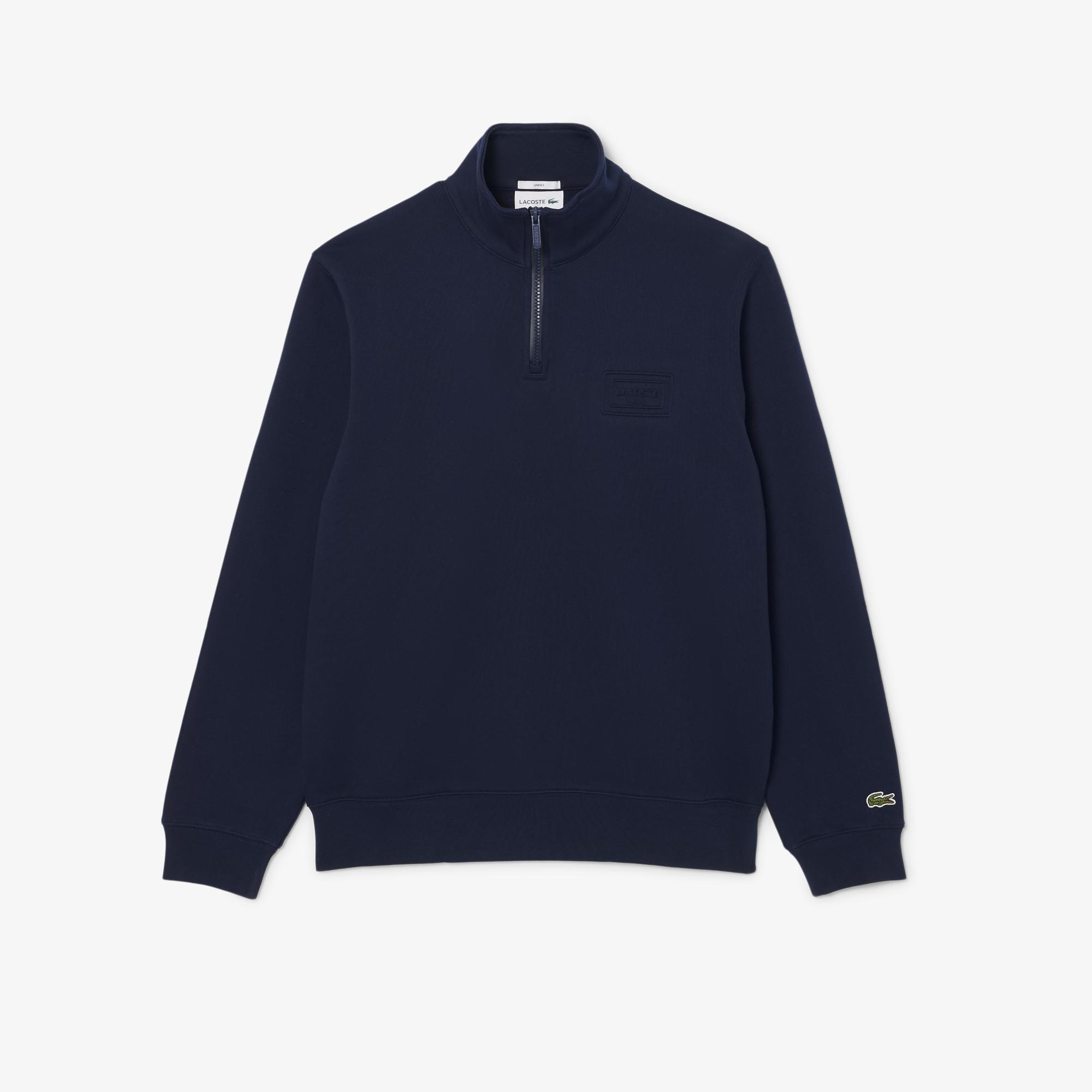 Unisex Classic Fit Yarım Fermuarlı Lacivert Sweatshirt