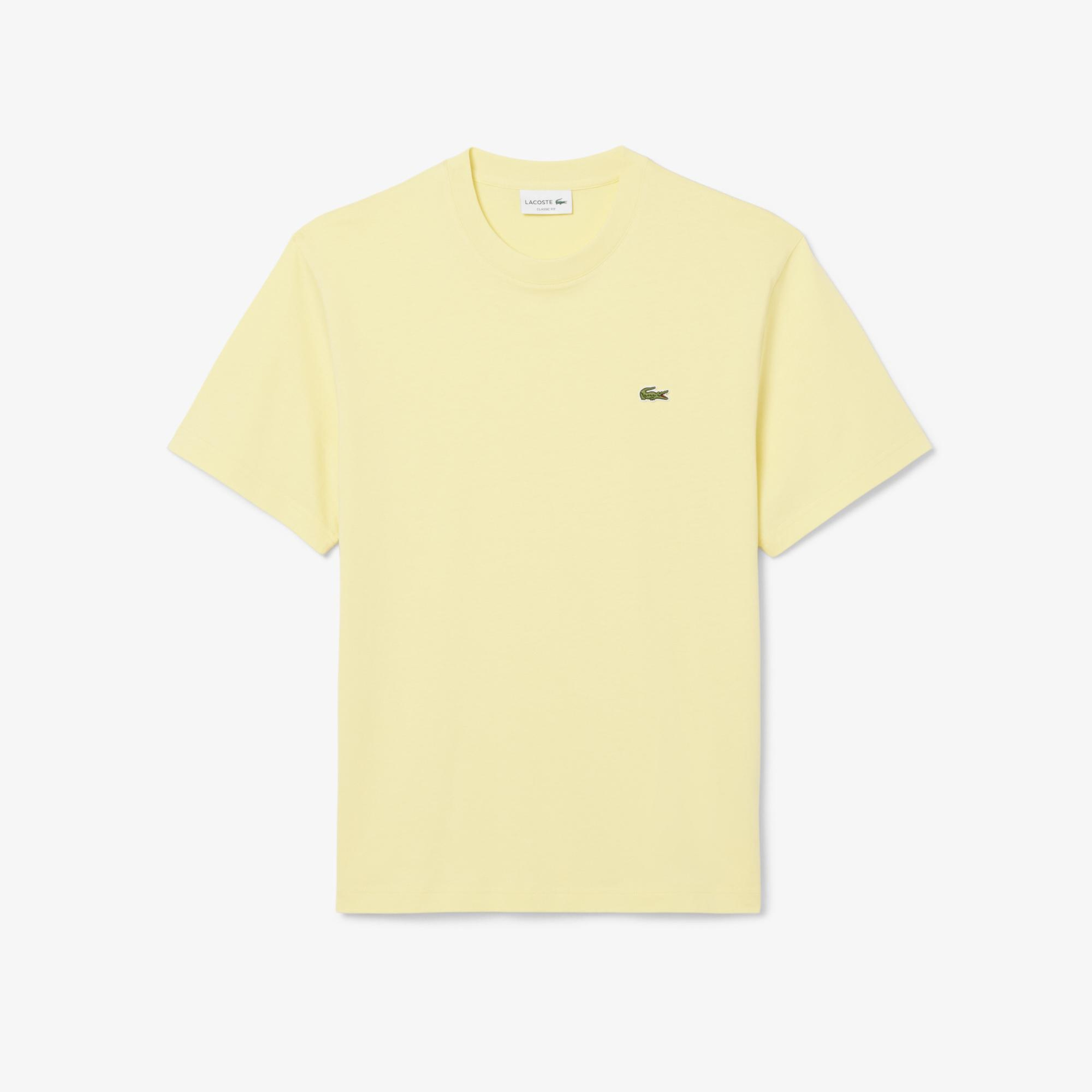 Erkek Classic Fit Bisiklet Yaka Sarı T-Shirt