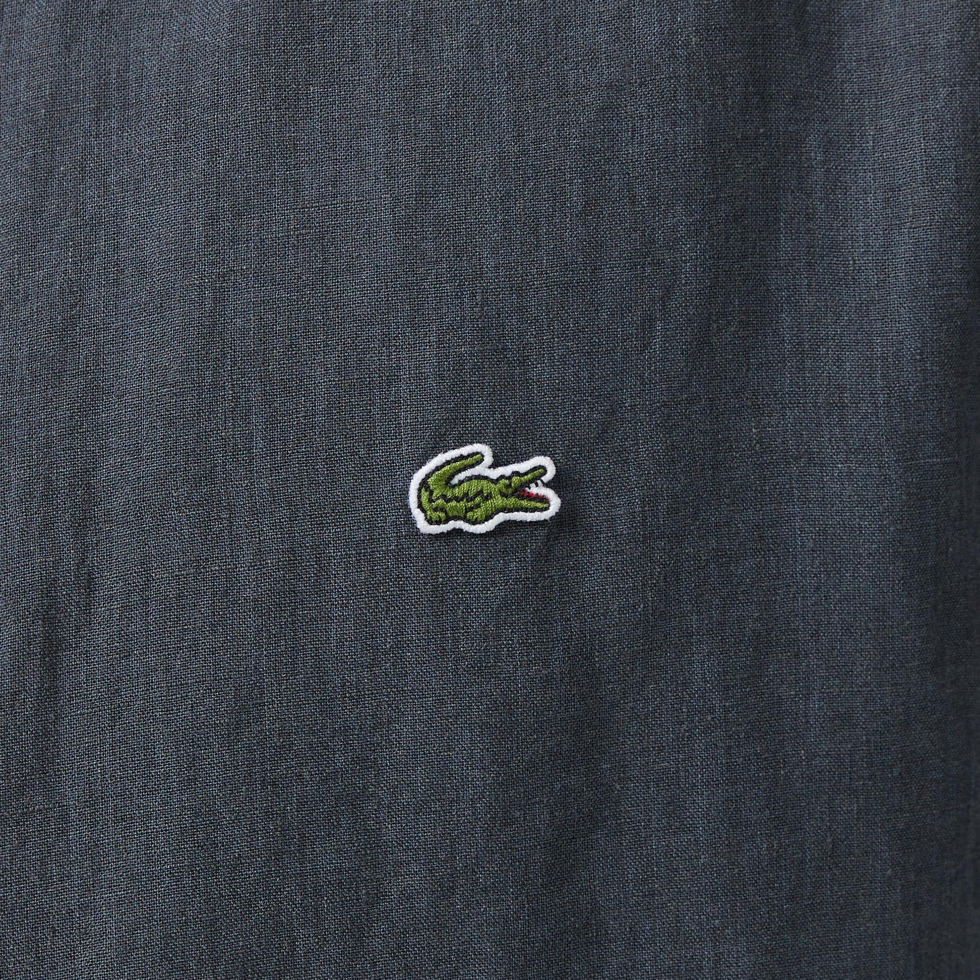 Lacoste Erkek Regular Fit Düğmeli Yaka Keten Koyu Gri Gömlek