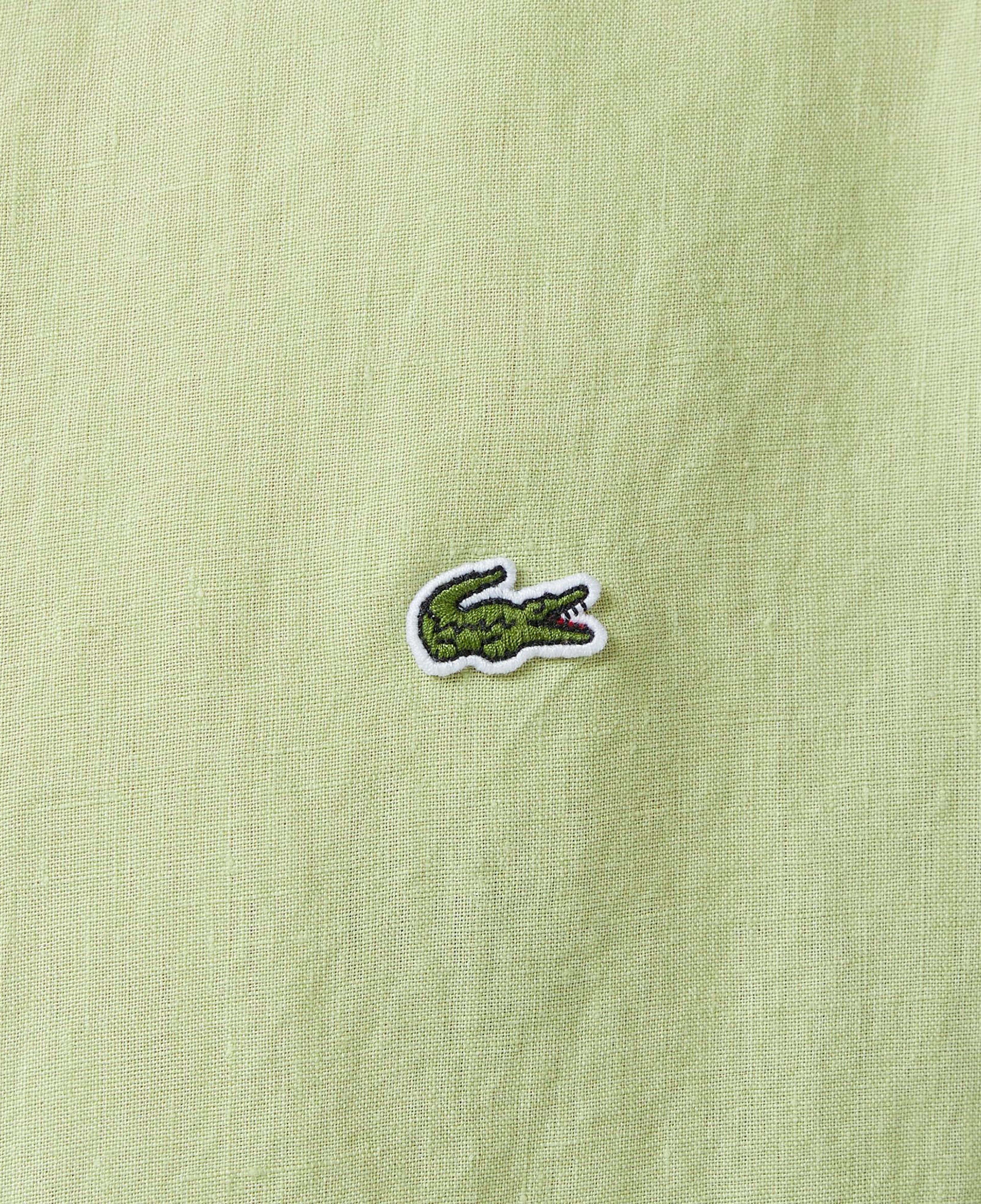 Lacoste Erkek Regular Fit Düğmeli Yaka Keten Yeşil Gömlek
